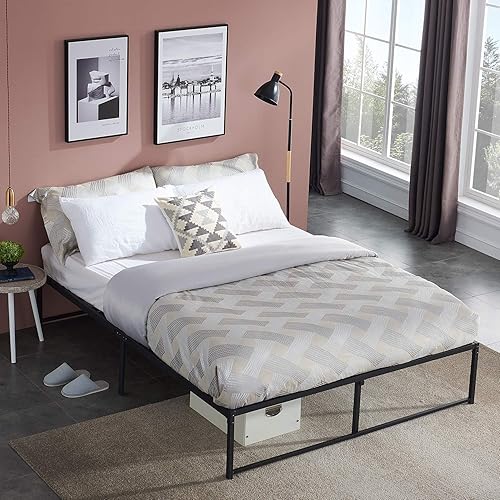 Miniatura 18 de VECELO - Base de cama metálica, no necesita somier, base de colchón, soporte de listones de acero, color negro, tamaño king