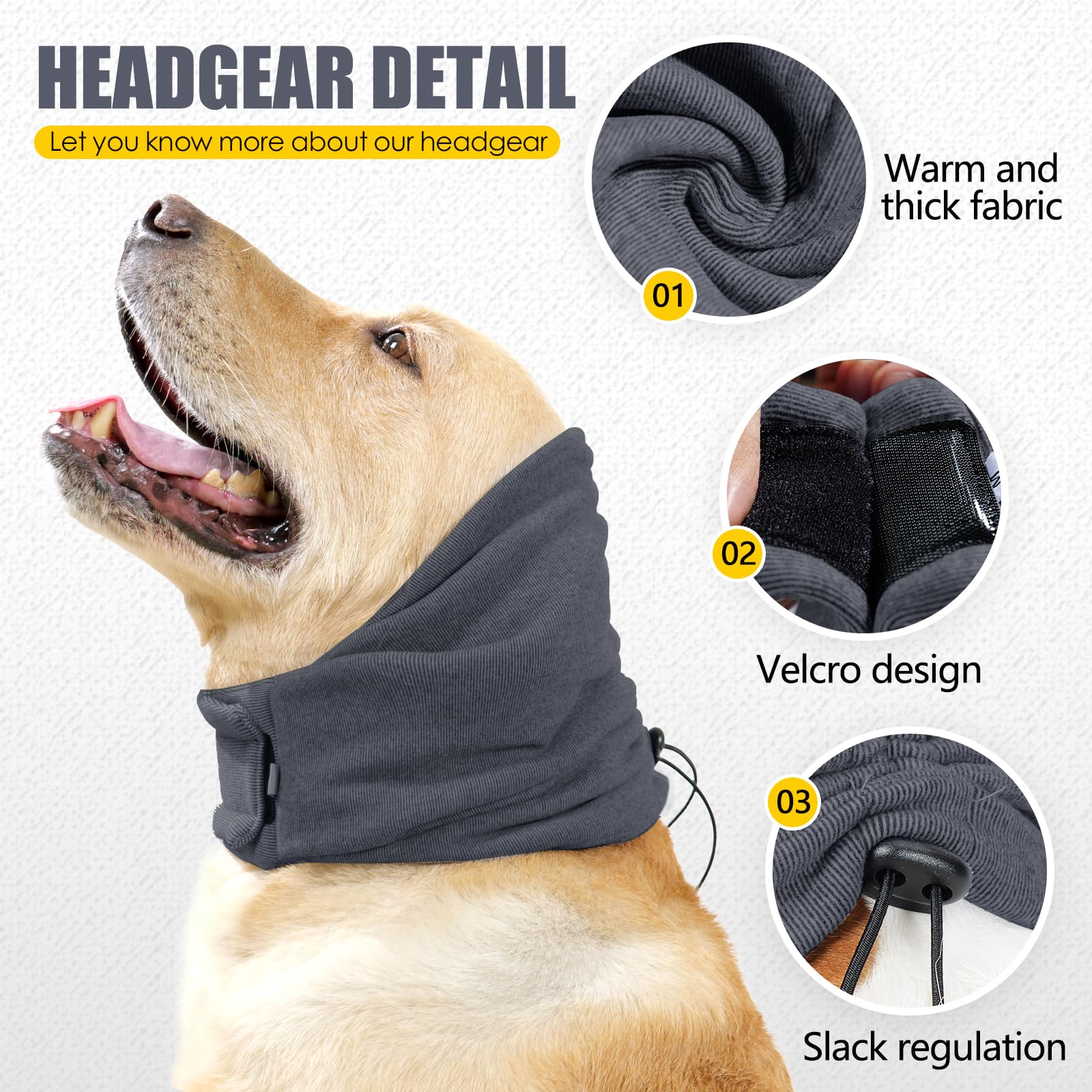 PAWIVID Dog Ear Muffs & No Shake Ear Wrap for Hematoma Bathing, Drying & Noise Anxiety Relief - Image 2