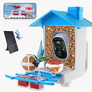 Bird Feeder with Camera, 2K HD Bird Video Capture, 5000mAh Battery with Solar Panel, Instant Arrival Alerts, Live View asin的图片