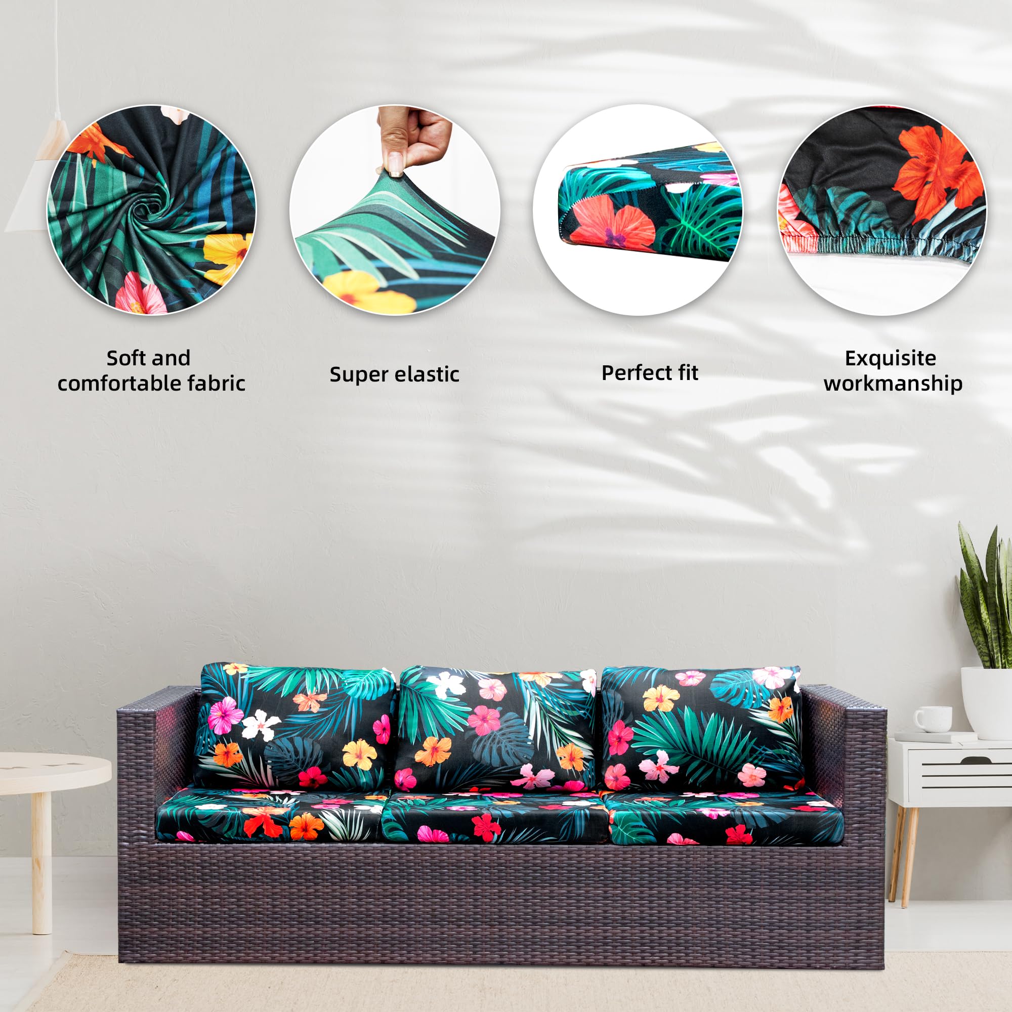 ZGDDPZA 1/2/3/4/8PCS Stretch Patio Sofa Seat Cushion Cover