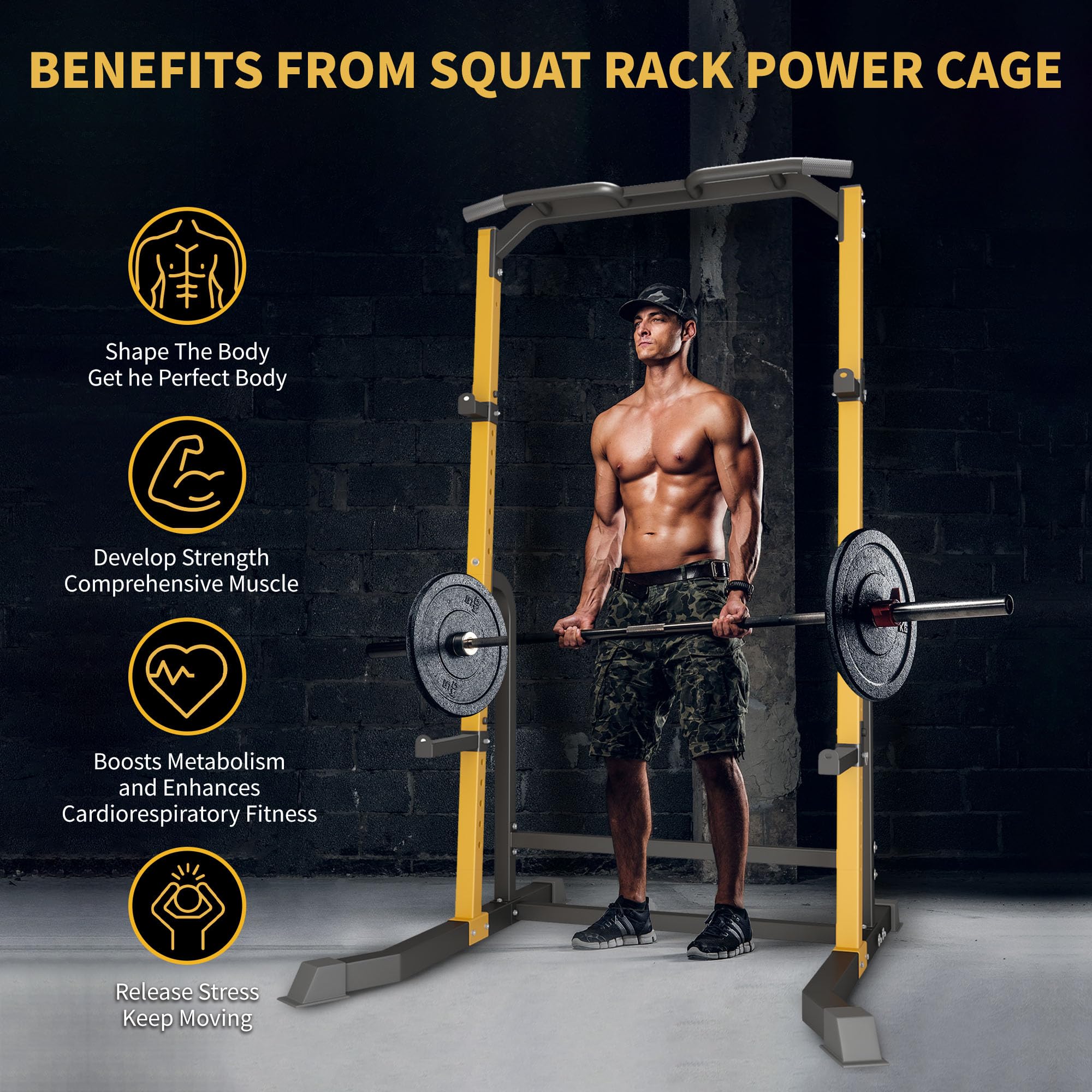 ZENOVA Squat Rack Power Rack Home Gym Equipment Pull Up Rack Squat Stand for Weightlifting, 800LBS Weight Capacity