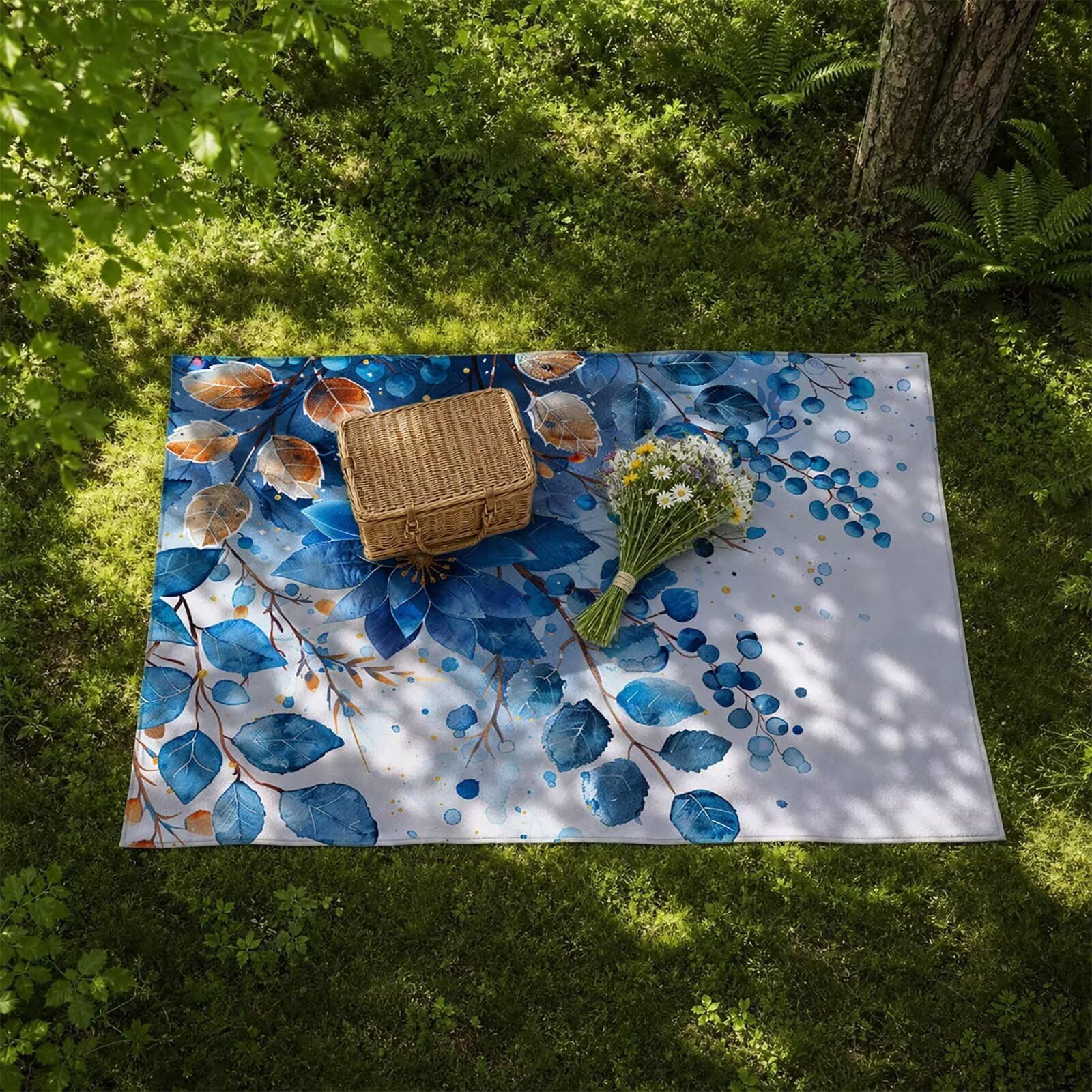 Azul Toalla Playa 160x220 Resistente a la Arena Secado rápido Ligero, Toalla Playa Grande 220 x 160cm Suave Cómodo como Gym Yoga Sauna Toallas Baño Grandes Exterior Travel Essentials Flor XTLS-3637