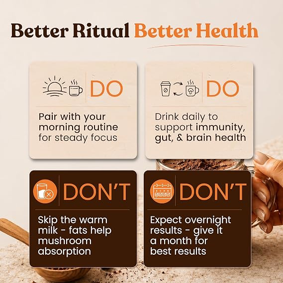 Inner Elevate Mushroom Hot Chocolate Superfood - Ceremonial Cacao with 5 Mushrooms (Lion's Mane, Cordyceps, Chaga, Reishi, Turkey Tail) - Great as a Coffee Alternative, Hot Chocolate, or Smoothie (30 Servings)