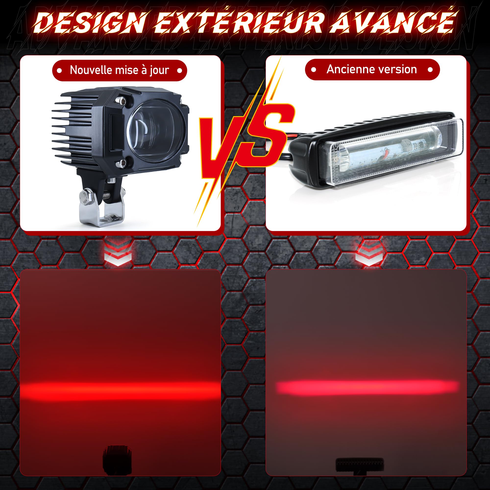 2 Packs de lumières LED pour chariot élévateur LED rouge ligne droite chariot élévateur lumière de sécurité 10W DC 10-80V entrepôt zone dangereuse lampes d'avertissement