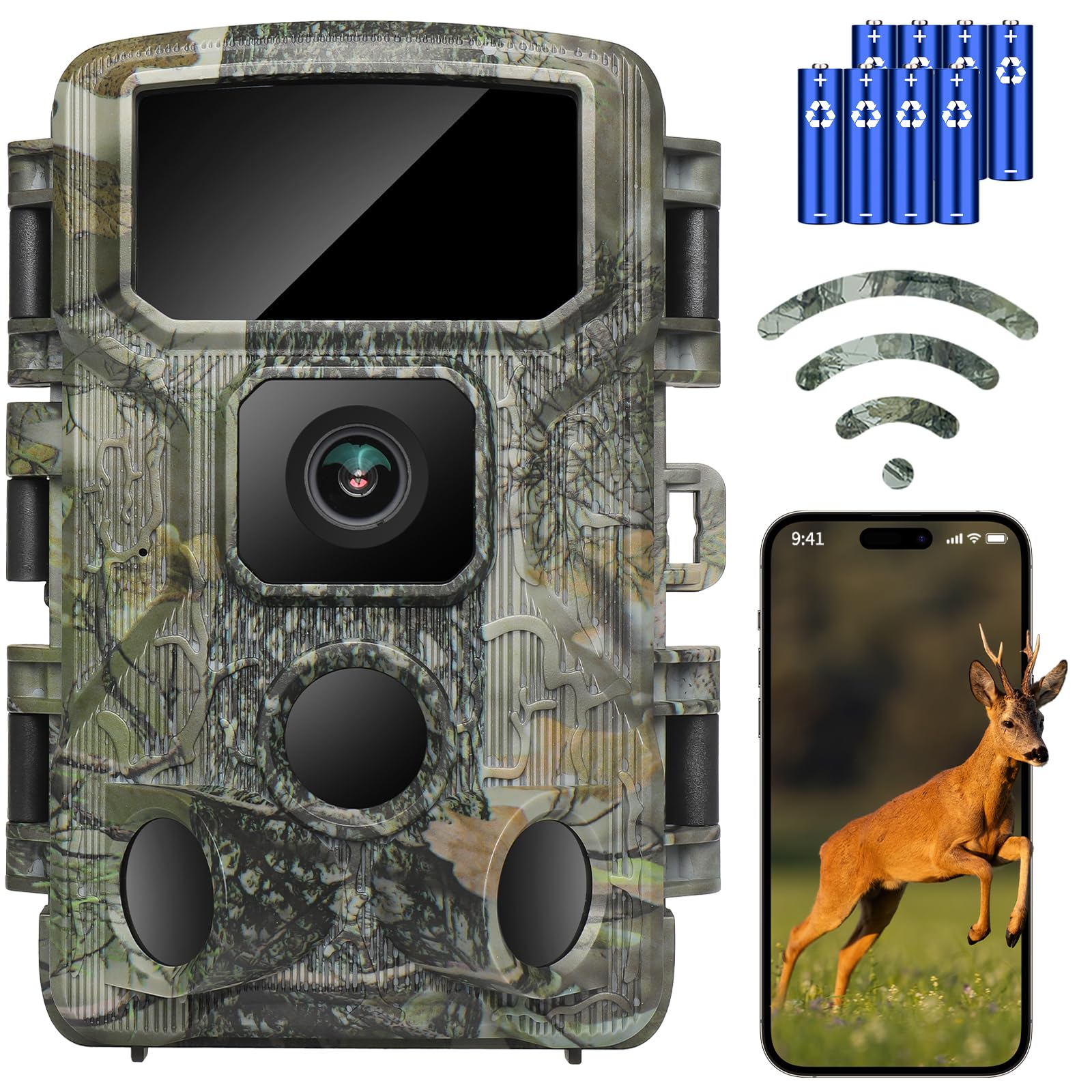KJK 4K 64MP WiFi Bluetooth Trail Camera