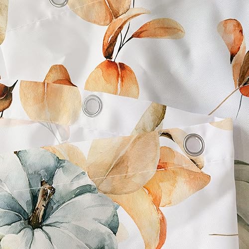 Miniatura 7 de Sanzugh Cortina de ducha de calabaza otoñal, lindas cortinas de ducha de tela floral naranja con ganchos de 72 x 72 pulgadas, decoración de baño de