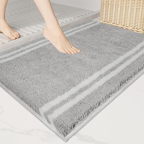 PURRUGS Alfombra de baño antideslizante de 20 x 30 pulgadas, súper absorbente y de secado rápido, alfombra de baño de microfibra lanuda lavable a
