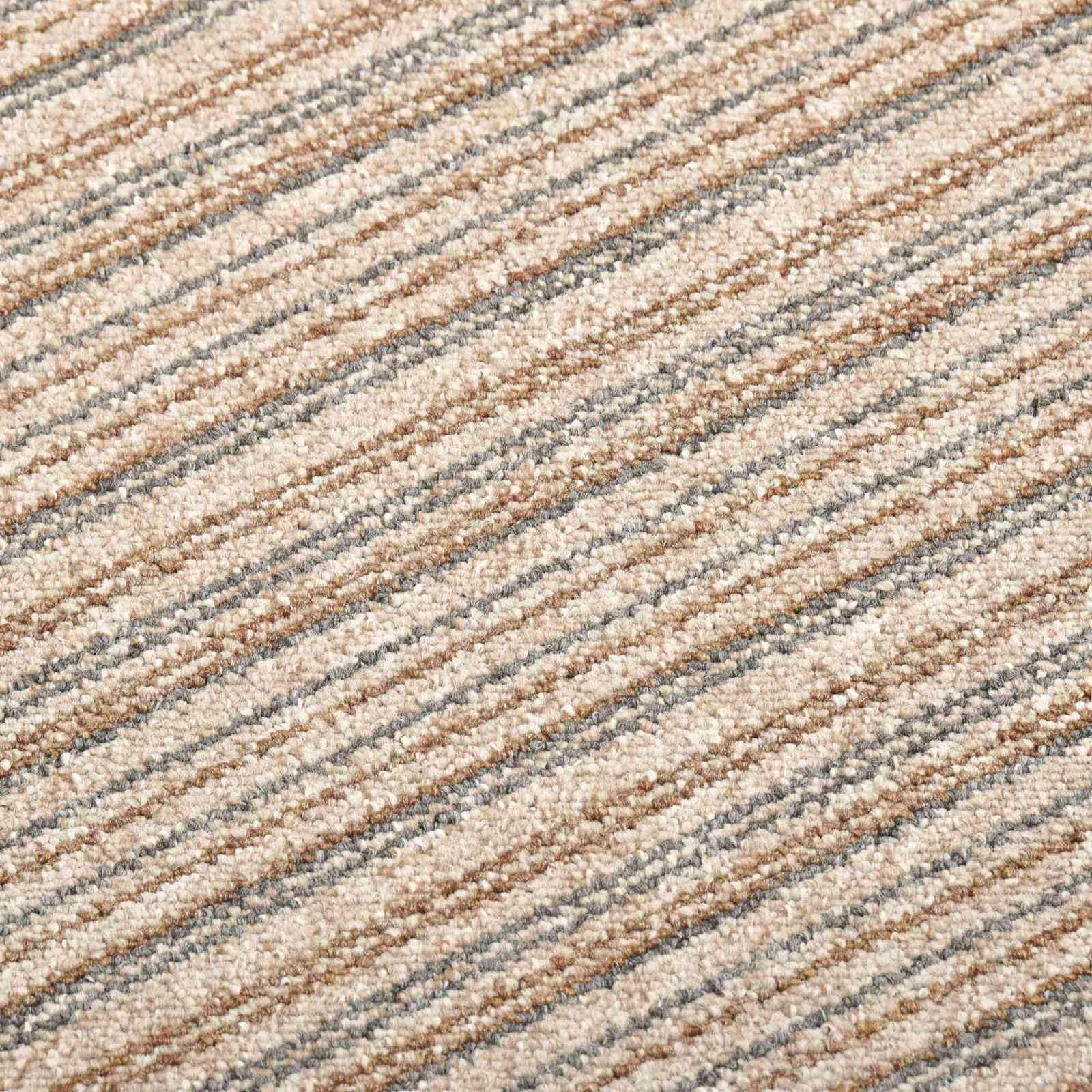Teppichfliesen 20er Set 50x50 cm Gestreiftes Beige - Modularer Teppichboden aus Polypropylen für Innenräume, Bodenfliesen für Büro und Wohnzimmer, ca. 5 m²