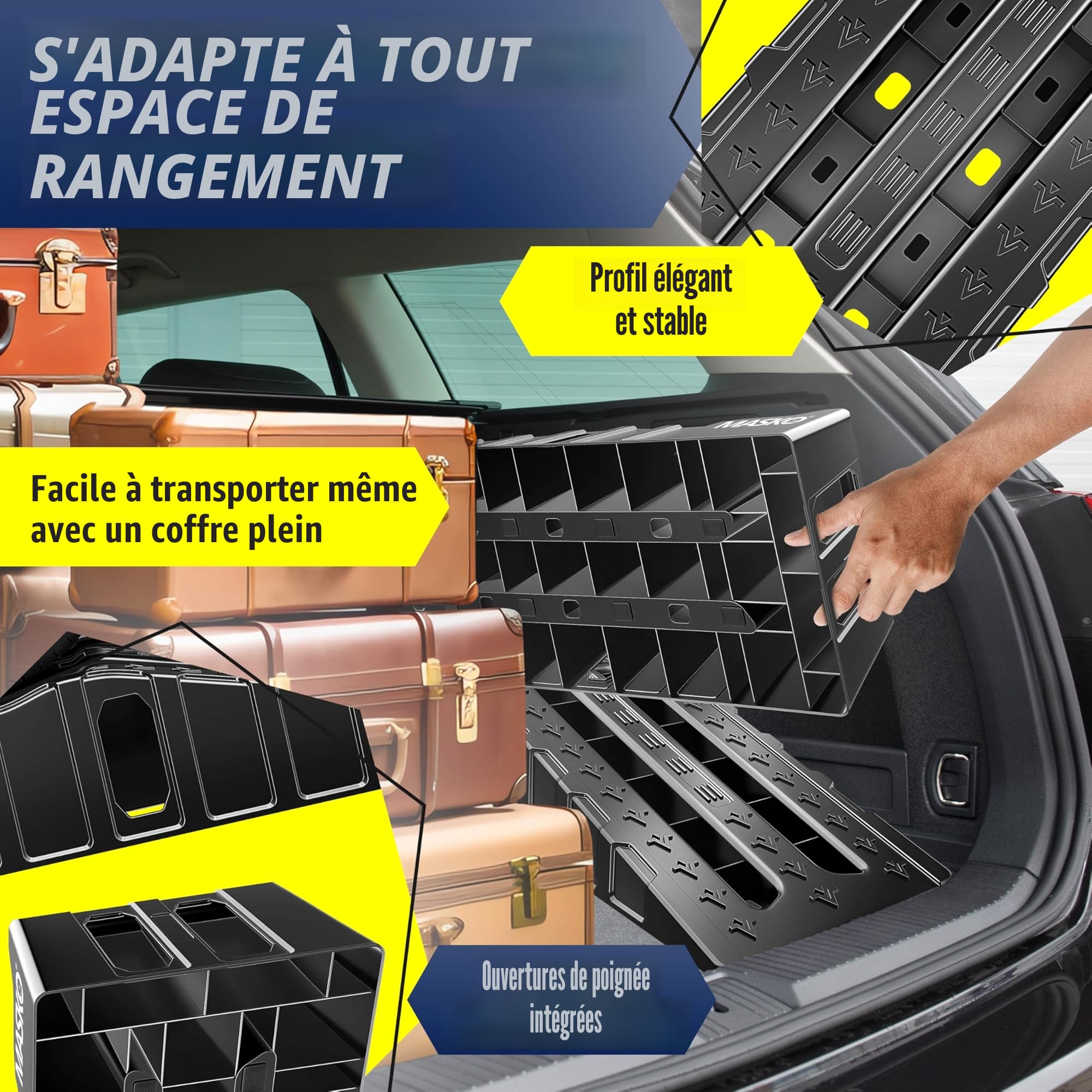 MASKO® Lot de 2 rampes d'accès | Cales de Chargement jusqu'à 5 t | Rampe de Voiture avec Protection Contre Les débordements | Rampe de Chargement antidérapante, Robuste et Extra Large