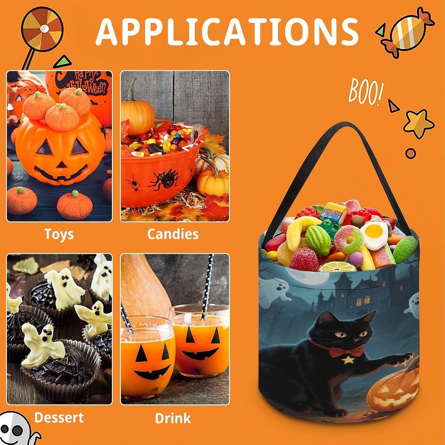 WIMMY Halloween Cat Halloween Trick Or Treat Bag for Adult image 3
