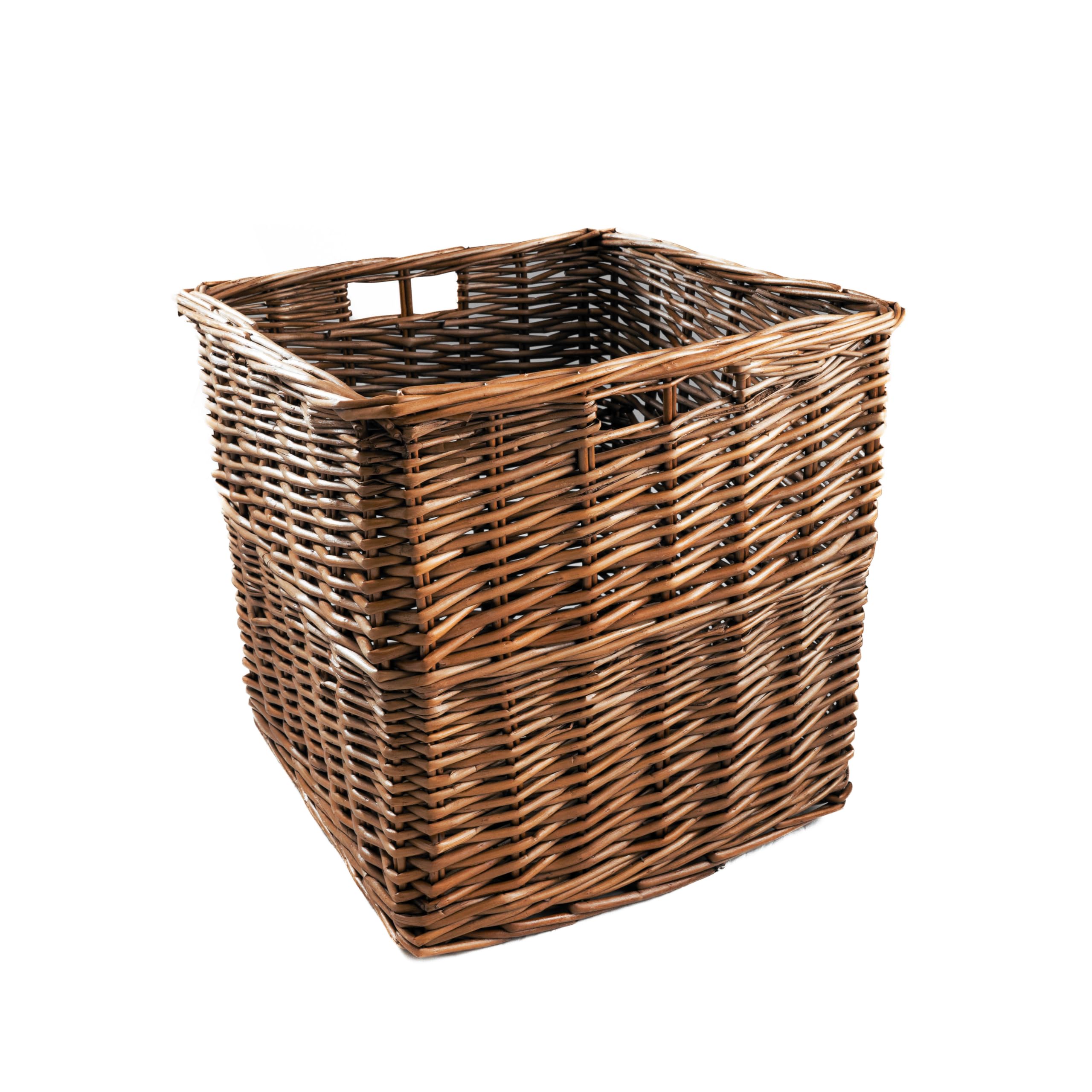 Arthur Cameron - Wicker Storage Cube with Built-in Handles - 32 x 32 x 31 cm - Cube Storage Unit, Perfect for Bedroom or Living Room - Wicker Box, Kallax Basket, Storage Basket (Distilled Brown)