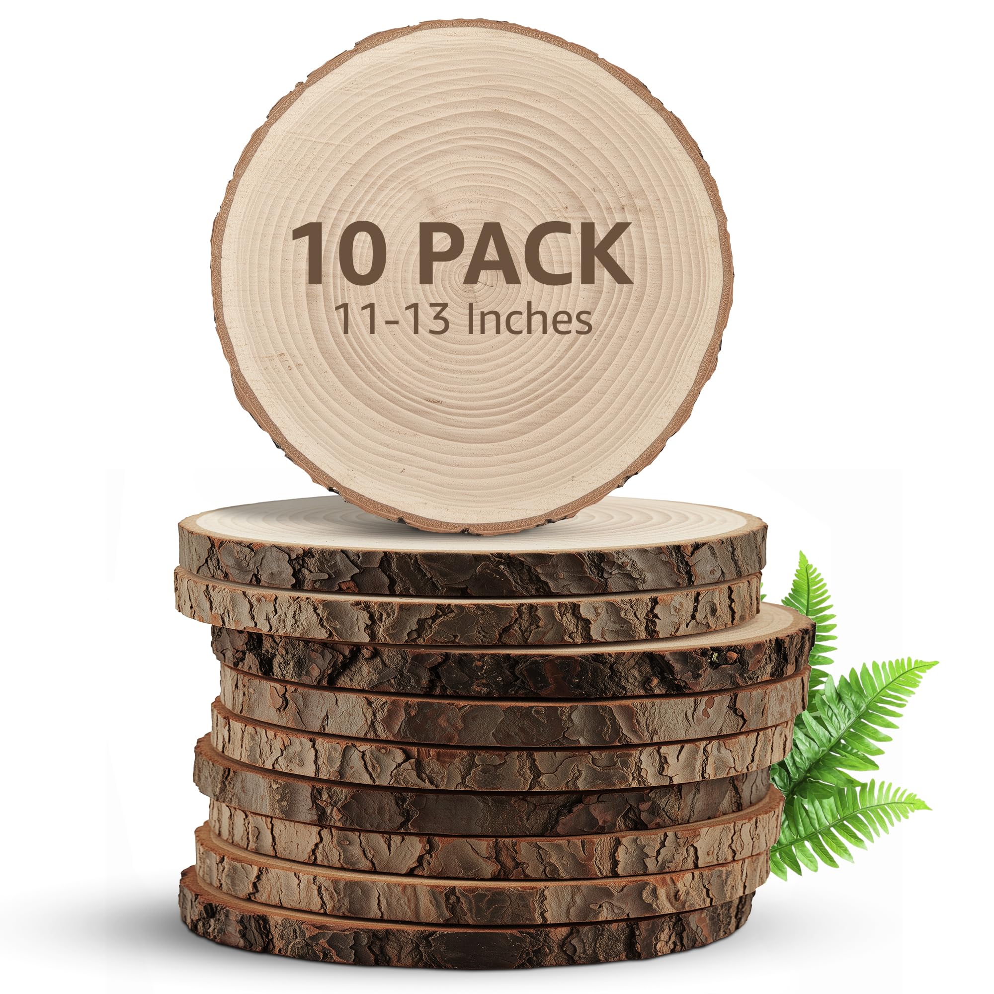 Large Wood Slices for Centerpieces – Wood Centerpieces for Tables, Rustic Wedding Centerpiece, Natural Wood Slabs, Thin Slices, 11-13 inches (10 Pack)