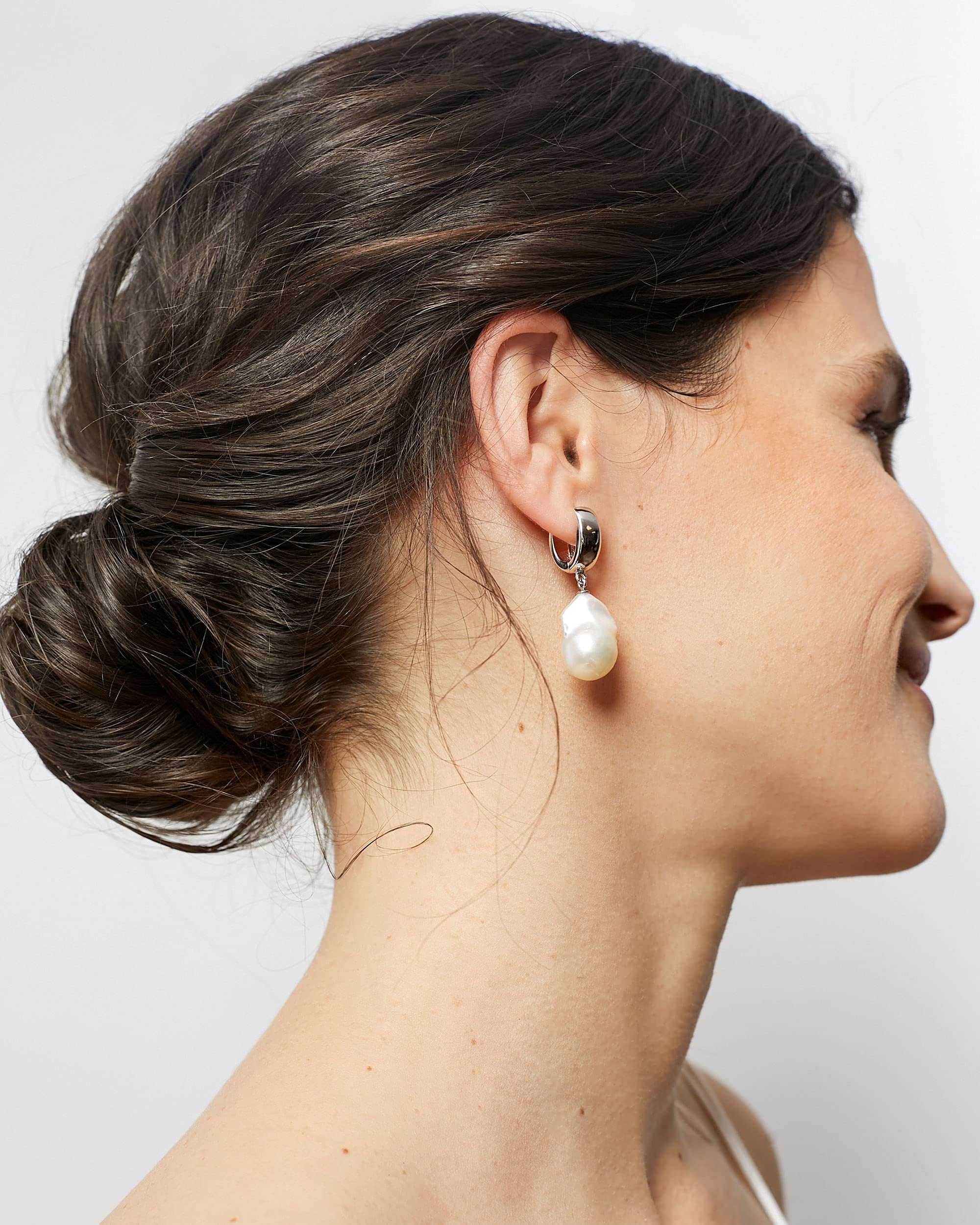 Orecchini di perle d'acqua dolce da donna con perle barocche o Keshi Grande XL bianche più di 14 mm di SECRET & YOU - Argento sterling 925 placcato in oro 18k o rodio