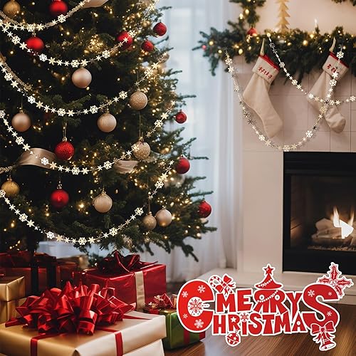 Miniatura 6 de Boao Snowflake Garland for Christmas Tree Ornaments Winter Plastic Snowflake Hanging Ornaments for Christmas Tree Decorations Baby Shower Party