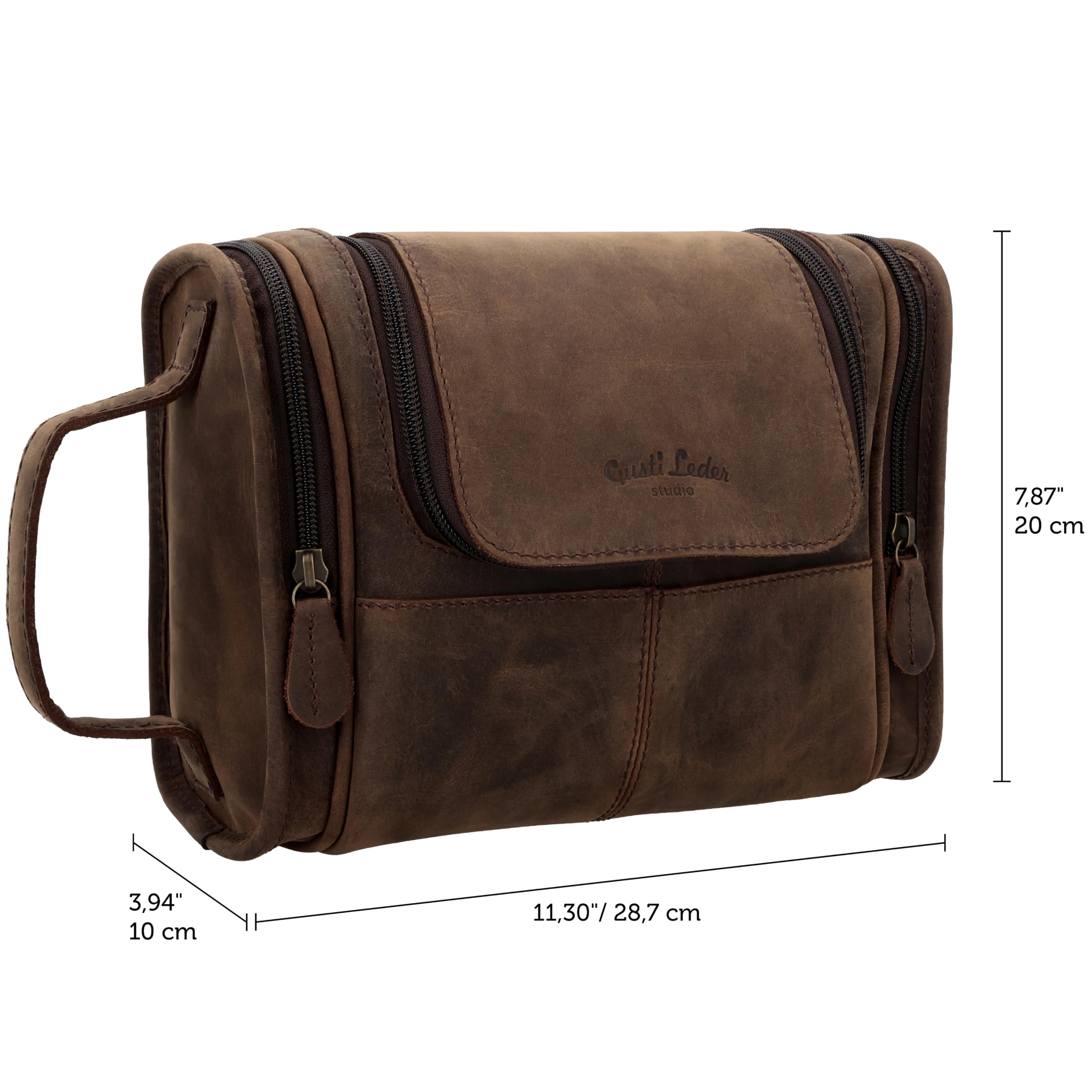 Gusti Leder Studio Chester Neceser de Cuero Bolsa de Viaje Impermeable Bolso para Cosméticos Maquillaje Make Up Utensilios Accesorios 2H30-20-4wp