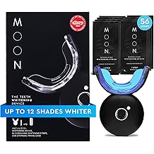 MOON Teeth Whitening Kit, LED Light Teeth Whitener Device, 56 White Strips, USB Charger &amp; Travel Case, Blue Light Whitening Tray Removes Stains &amp; Whitens Up to 12 Shades in 2 Weeks (4 Piece Kit)