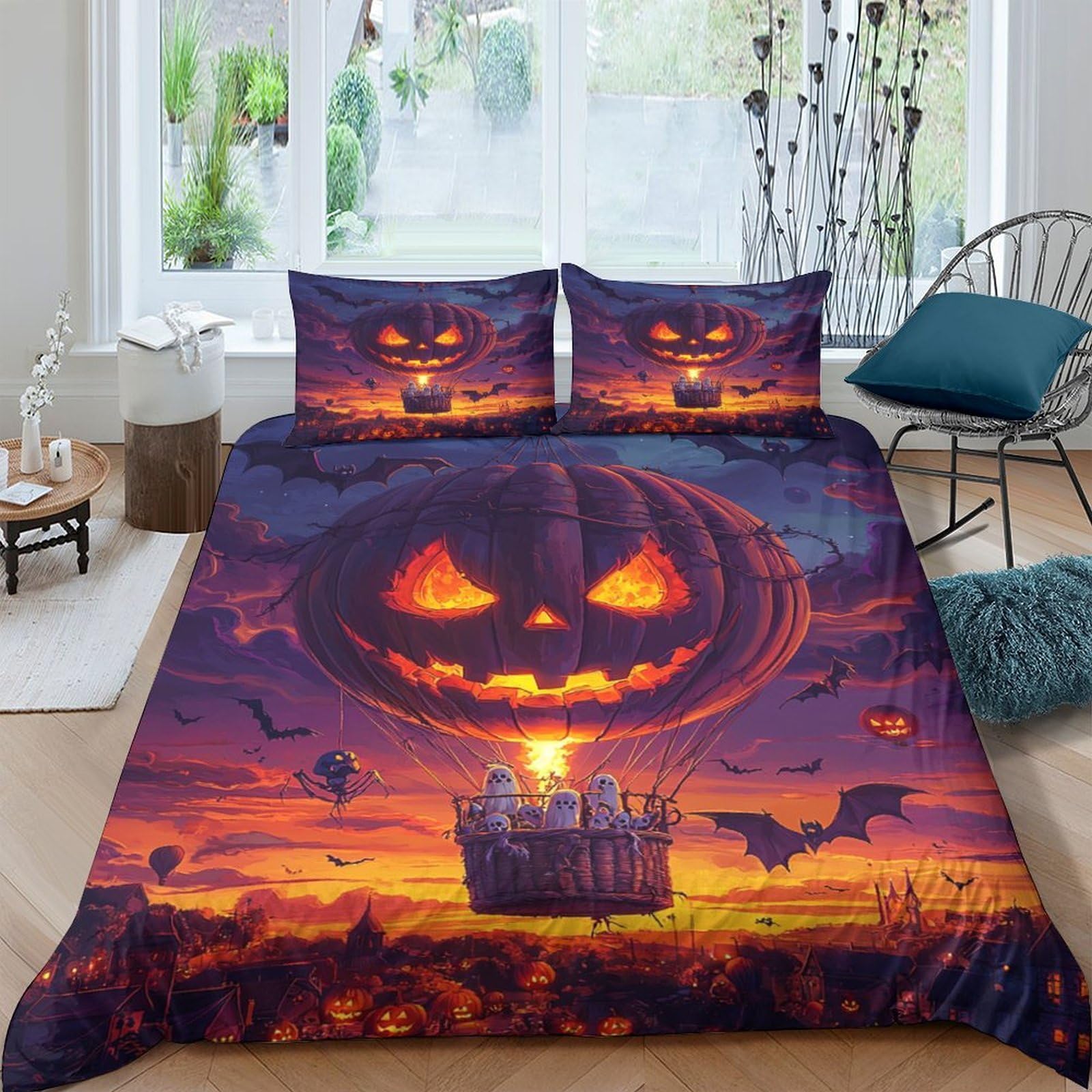 Housse de couette 200x200 Tour Eiffel imprimée en 3D avec 2 taies d'oreiller en microfibre