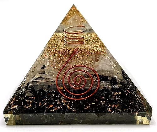 Miniatura 5 de Pirámide de orgona con cristal de turmalina negra de selenita y punta de cuarzo de bobina curativa, piedras curativas naturales, generador de