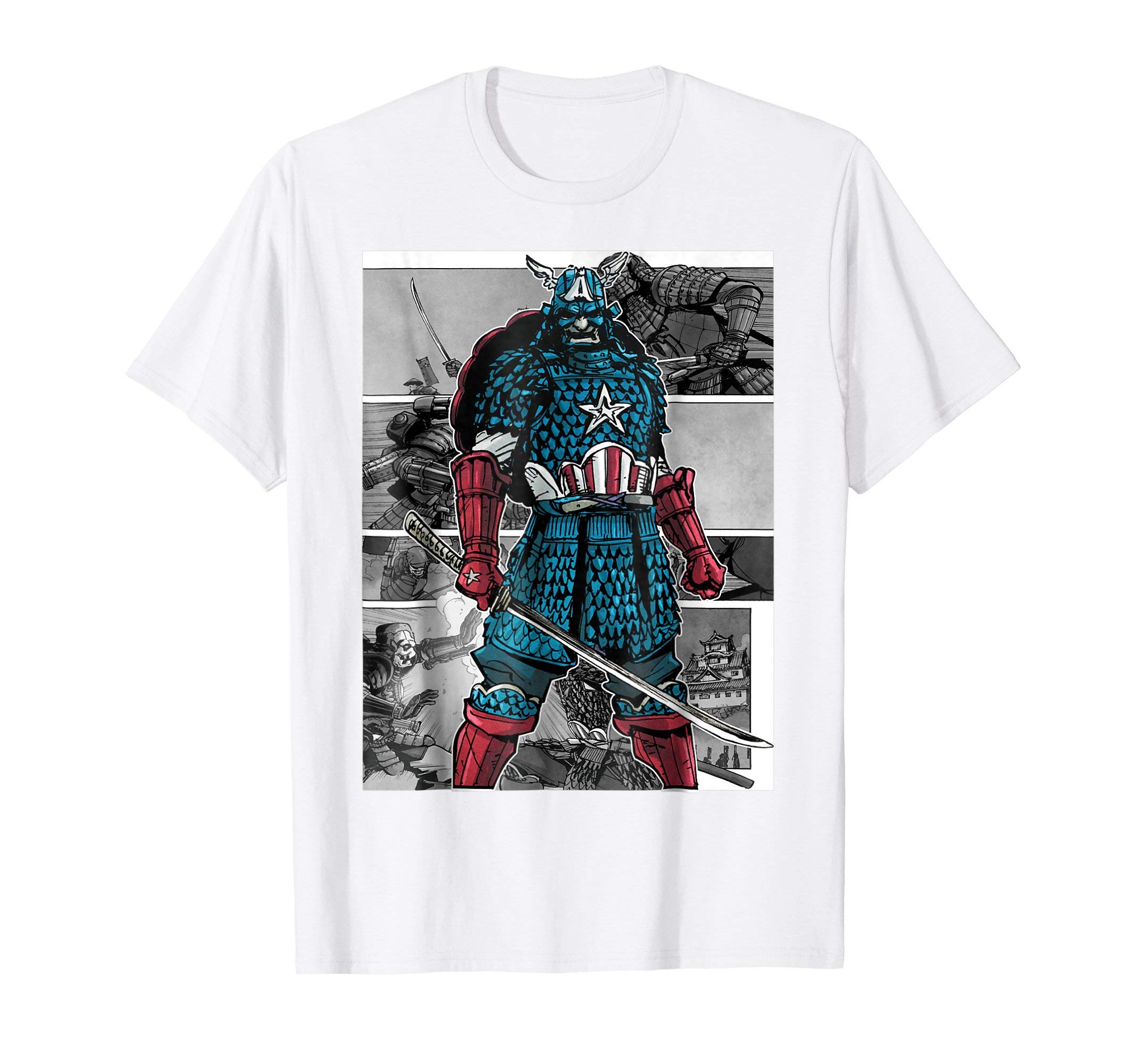 MarvelCaptain America Samurai Comic Scenes Graphic T-Shirt T-Shirt