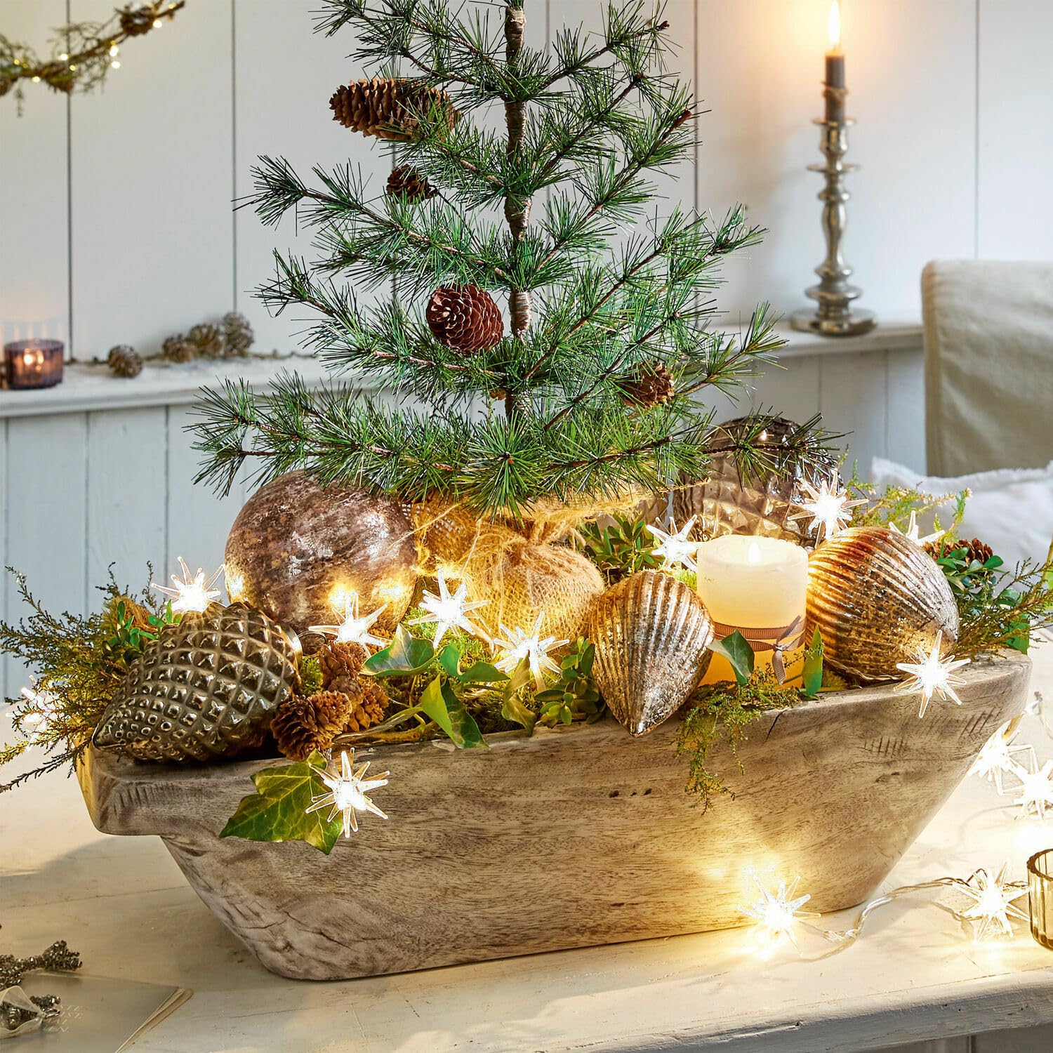 LOBERON Weihnachtsschmuck 6er Set Layounne - antiksilber/grau