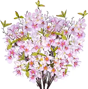 Artificial Apple Blossom Silk Flowers Tree Branches 33” Long Stems Faux Bouquet for Tall Vase Indoor Home Decor DIY Wedding Centerpiece Decoration, Bulk 3pcs (Pink)