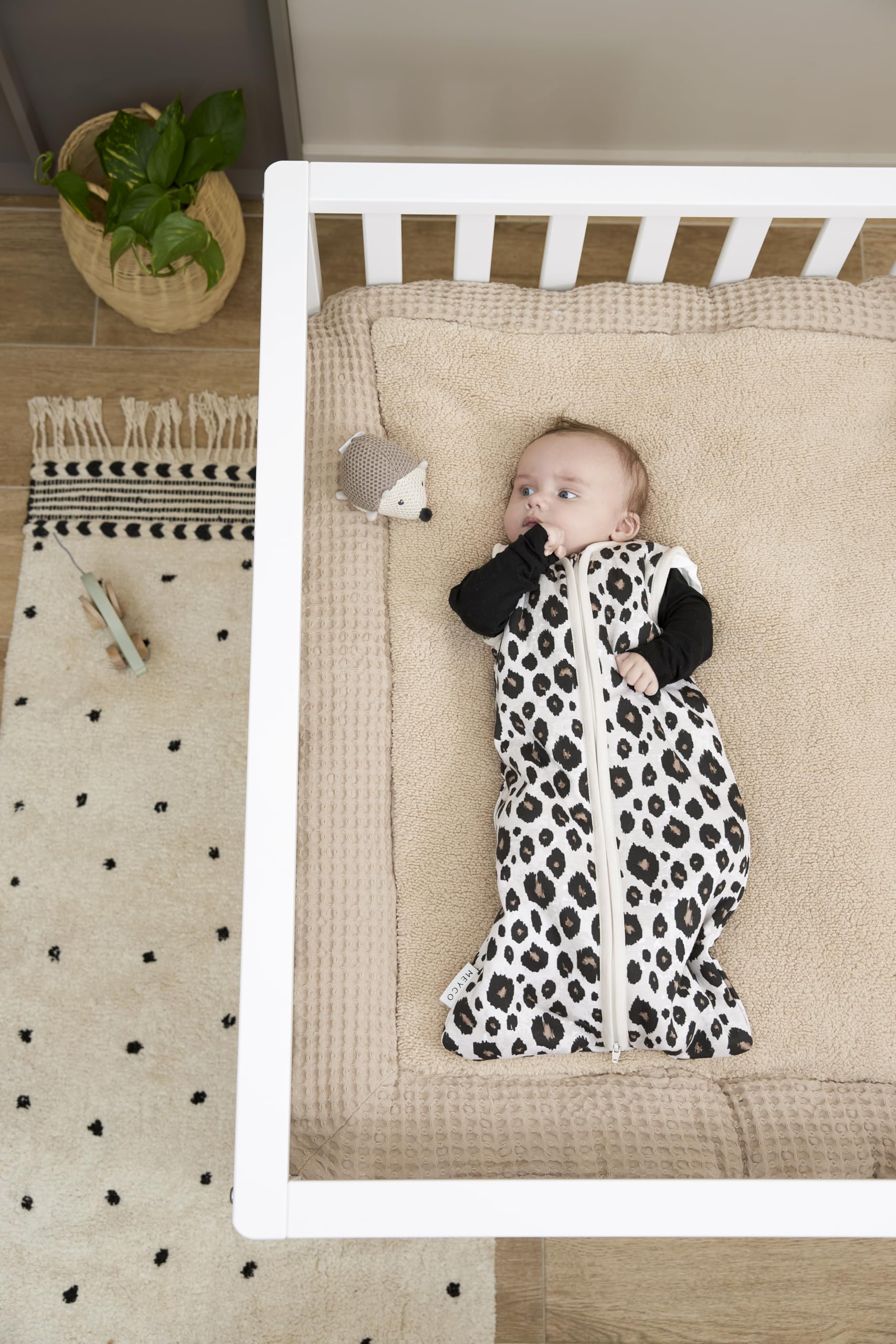 Meyco Laufgittereinlage - 80x100 cm - Waffel Teddy Fleece - Krabbeldecke & Spielmatte - 100% Baumwolle - Oeko Tex Zertifiziert - kuschelig weich - Uni - Sand