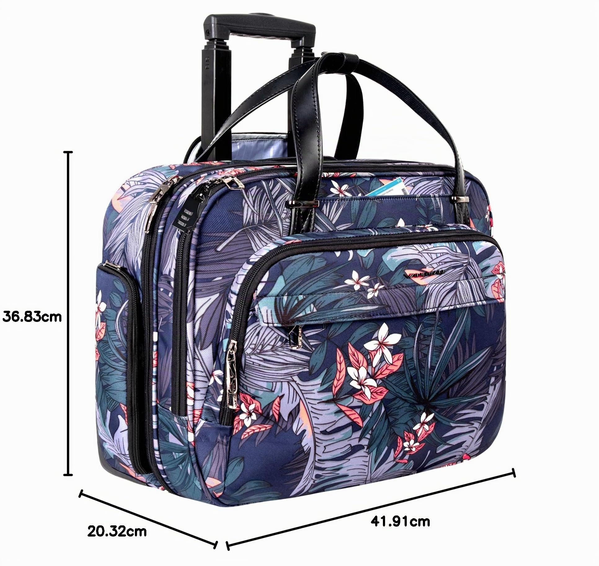 VANKEAN Sacoche à roulettes ordinateur portable 15.6 pouces étanche RFID voyage femmes
