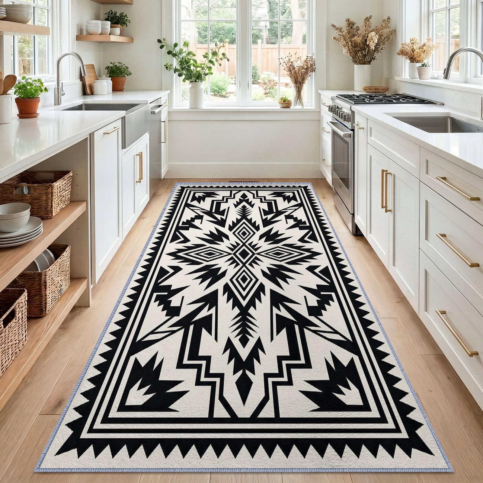 Tótem - Alfombra de estrella (60 x 180 cm), diseño de tribu azteca