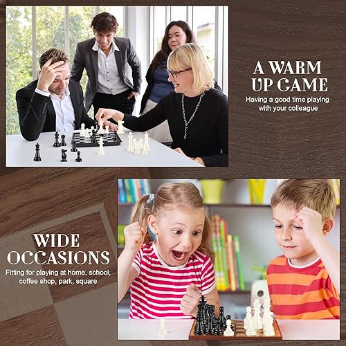 Miniatura 5 de Juego de ajedrez de plástico de 32 piezas de ajedrez para reemplazo de piezas faltantes, peón de 3.740 in/3. 7 pulgadas de altura del rey con bolsa