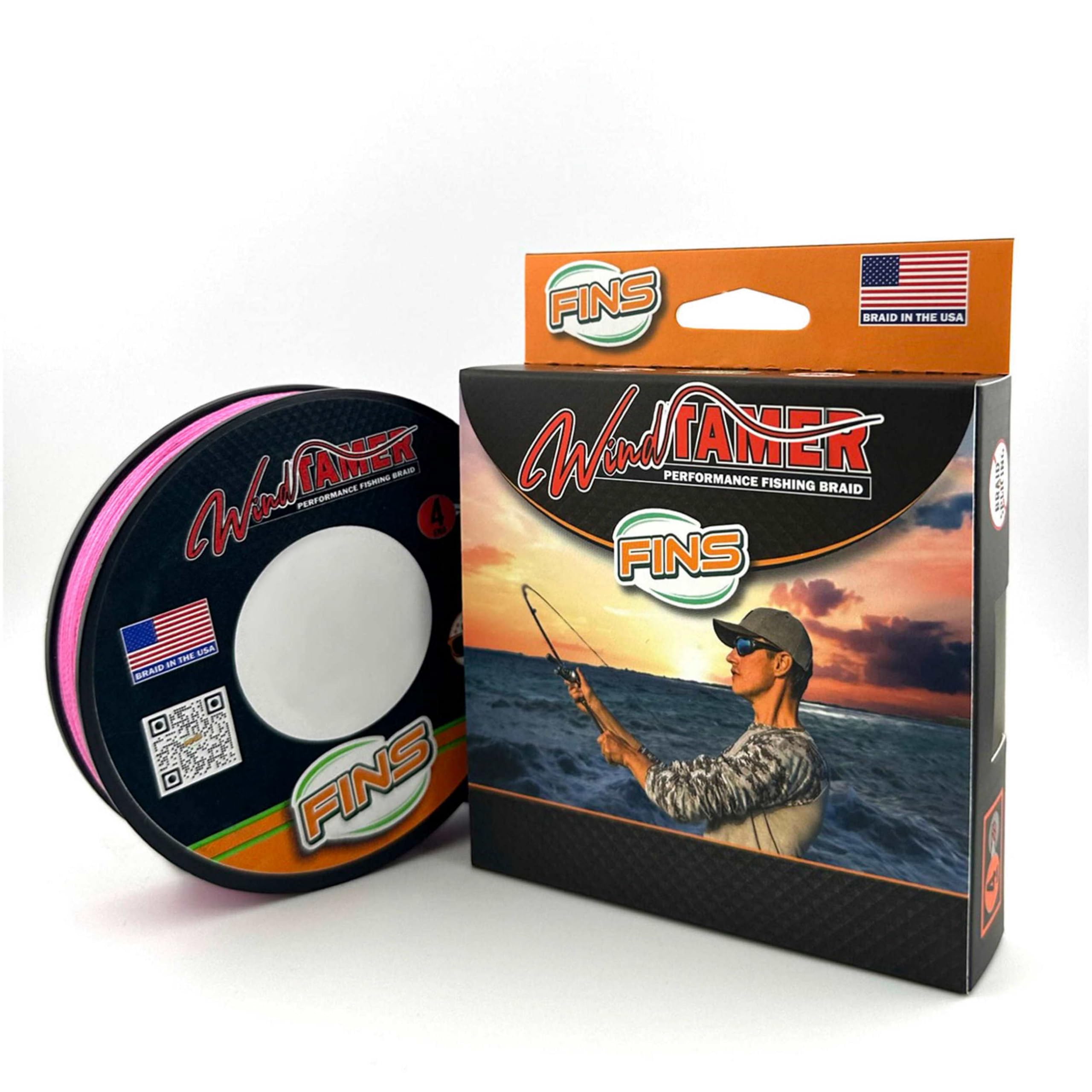 FINSWindtamer Braided Fishing Line - Versatile, Compact Braid for All Fisheries, Reduces Wind Knots and Rod Tip Wraps - High Performance 4-End Braid - Hi-Viz Pink - 30 lb - 500 Yds