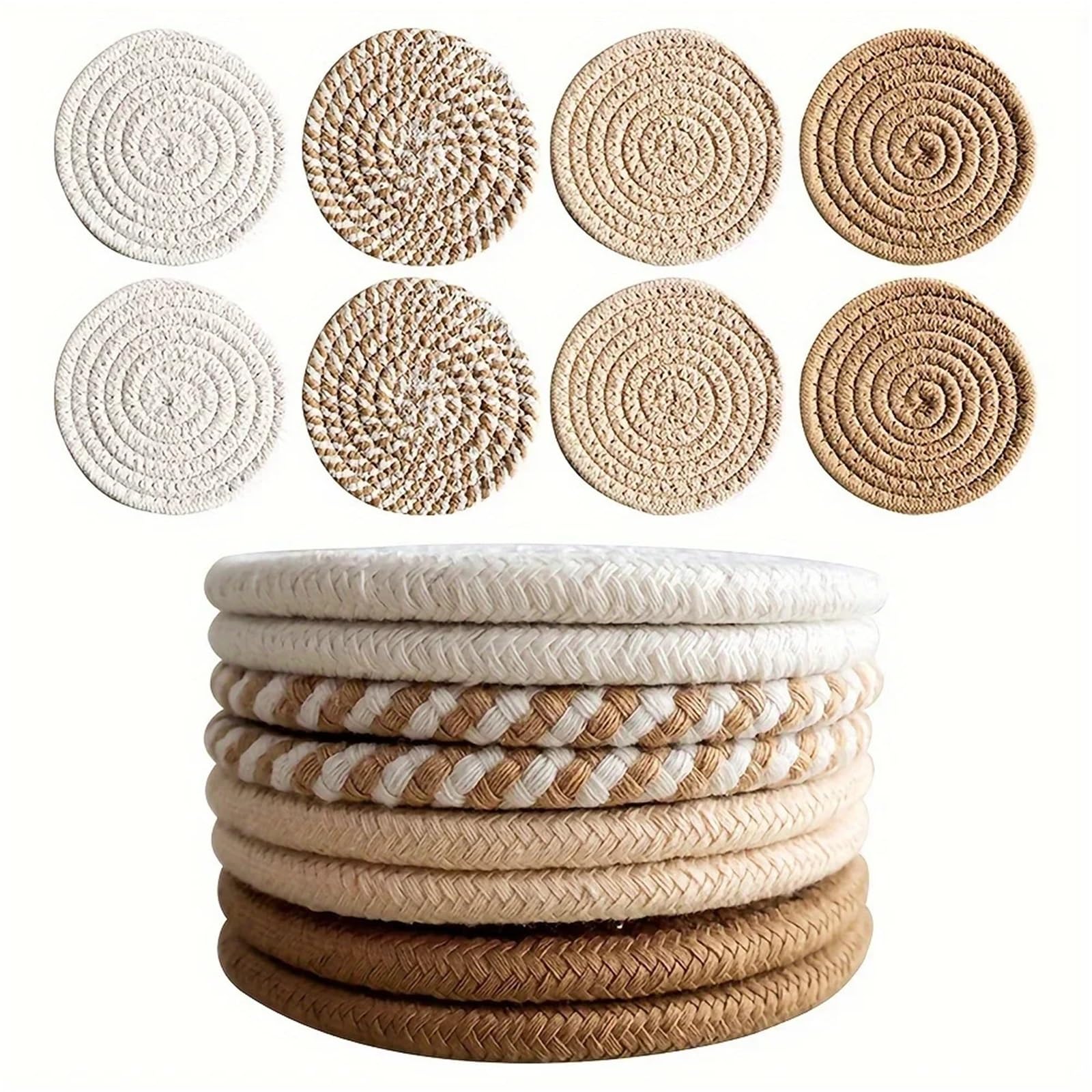 Insulated Coasters 8pcs Absorbent Drink Coasters Minimalist Cotton Fabric with Non Woven Lining Coffee Table Home Decor for Drinks Coffee Pads Beer Home Office