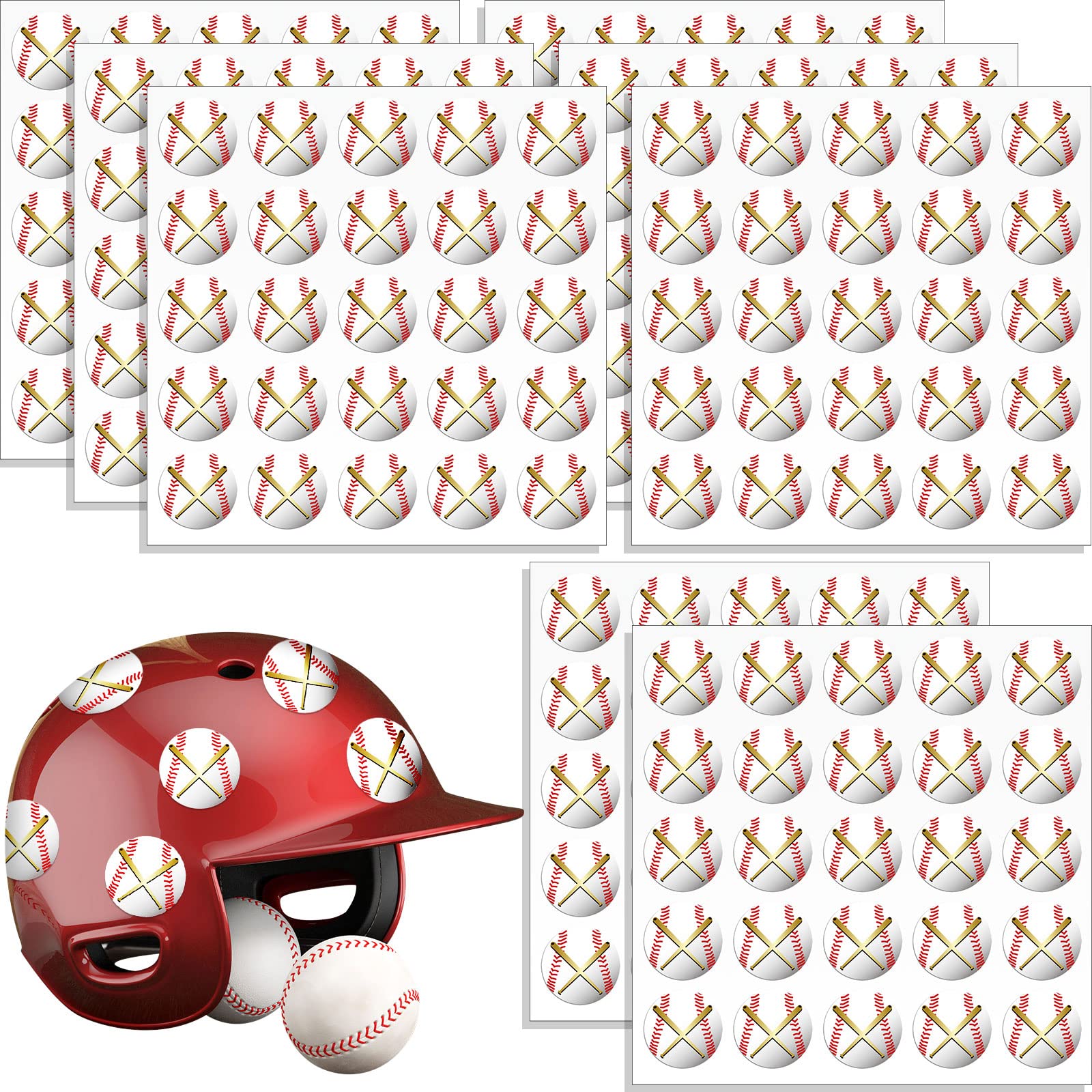 Petits autocollants pour casque de baseball en vinyle durable : lot de 200 pièces de 2,5 cm