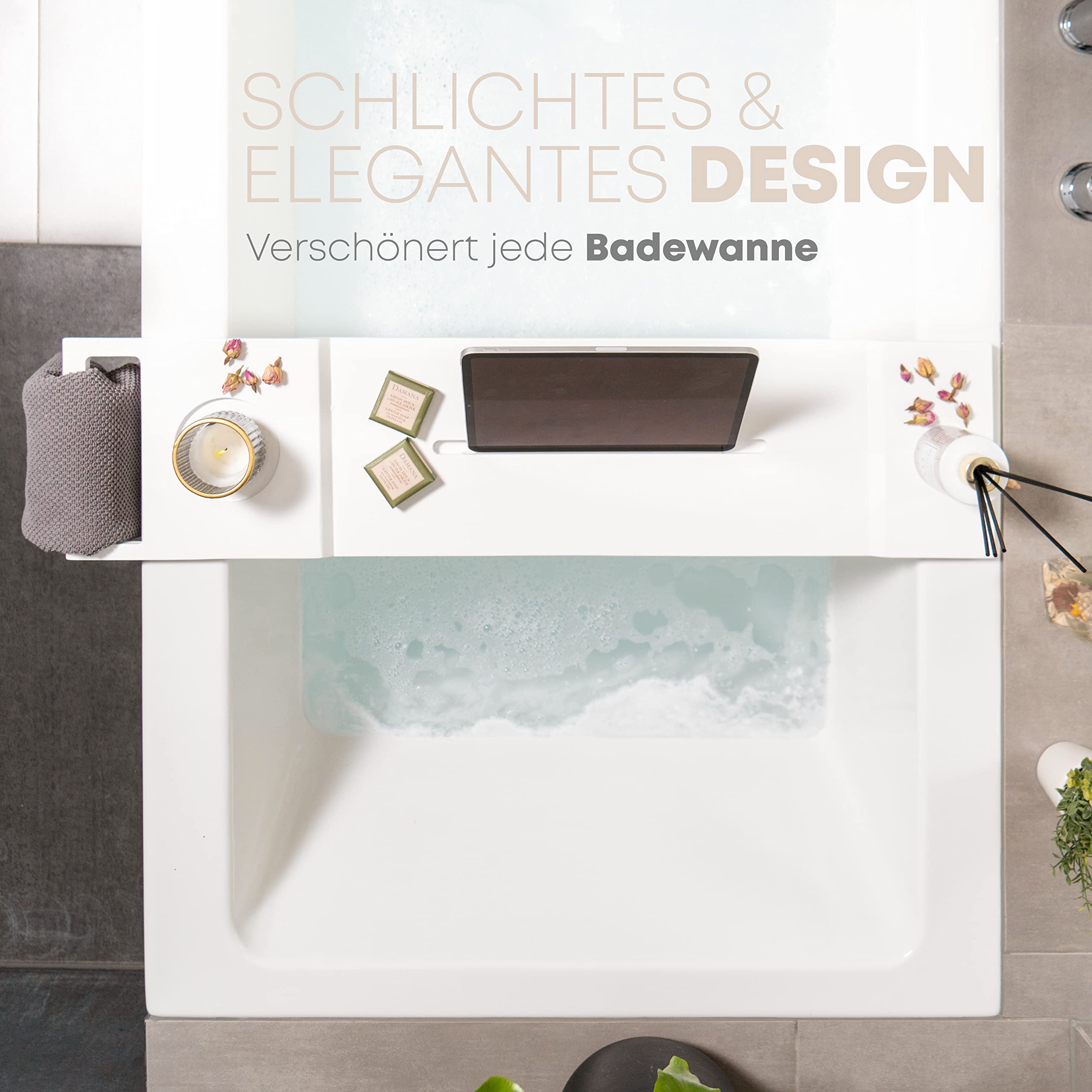 Plateau De Bain En Bambou - Porte-serviettes Et Support Tablette - Pour Un Spa à La Maison