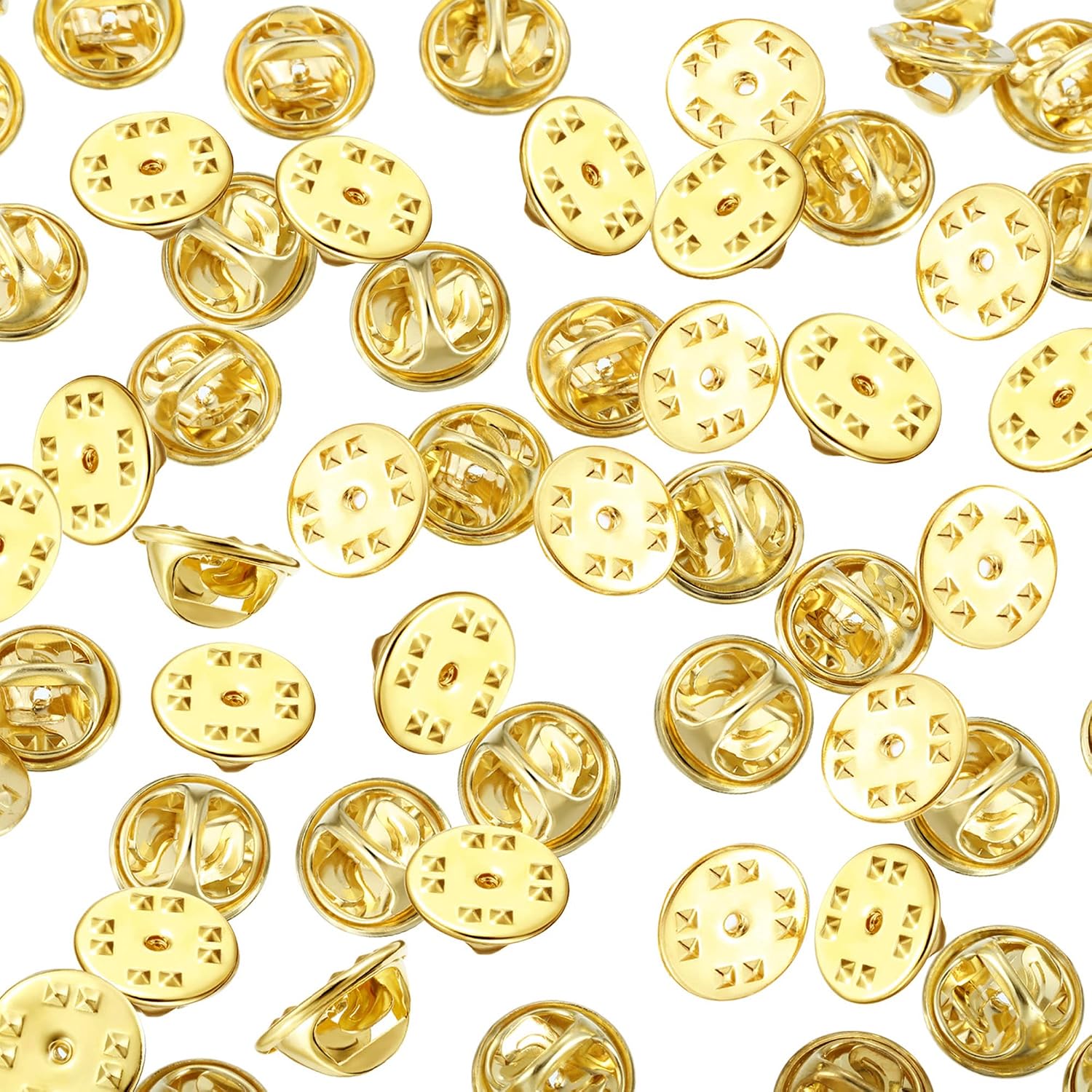 Mudder 50 Pieces Pin Backs Gold Metal Locking Pin Backs Brass Butterfly Clutch Badge Insignia Name Tag Lapel Pins Replacements