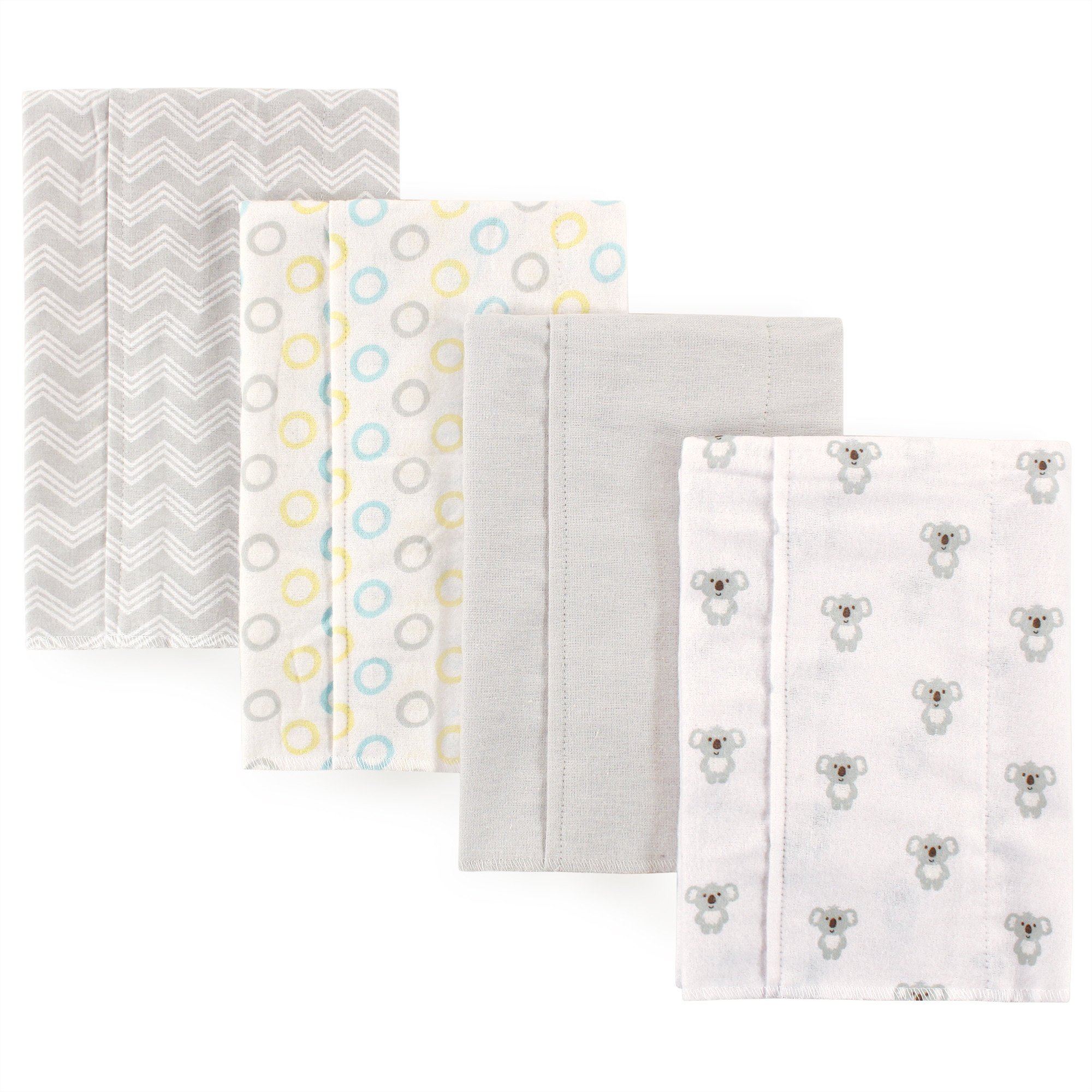 Luvable Friends Unisex Baby Cotton Flannel Burp Cloths, Koala, One Size