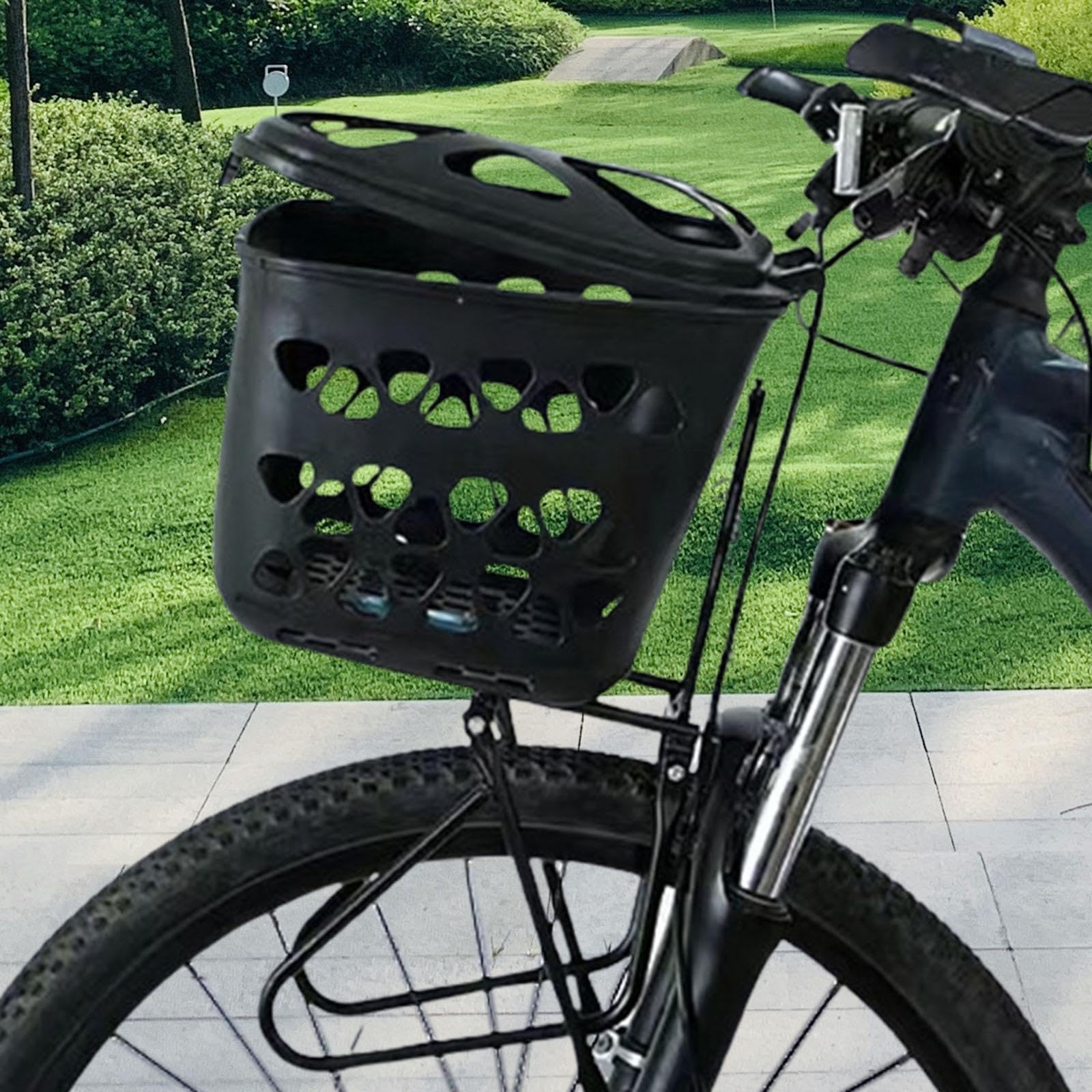 TentHome Cestello Portapacchi Anteriore VéLo con Portabagagli in Legno per Holland Road Bike (Nero