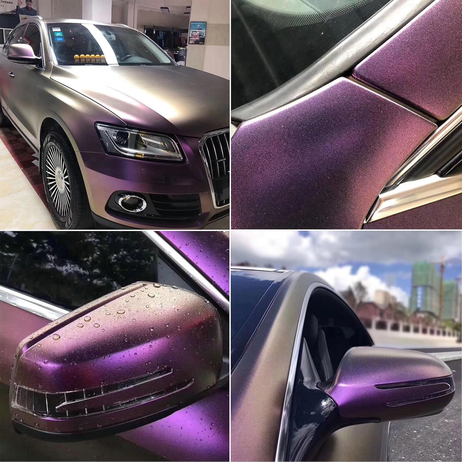 Purple to Copper Matte Metallic Chameleon Vinyl Wrap Color Change DIY Vehicle Vinyl Film, 59.8'' x 29.5''
