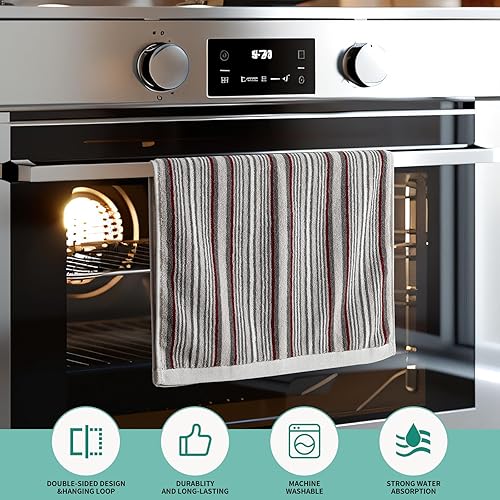 Miniatura 6 de SALAS Toallas de Cocina de Algodón Premium para Secar Platos, Toallas de Mano de Cocina Grandes y Largas, Paños para Platos Gruesos y Altamente Gris