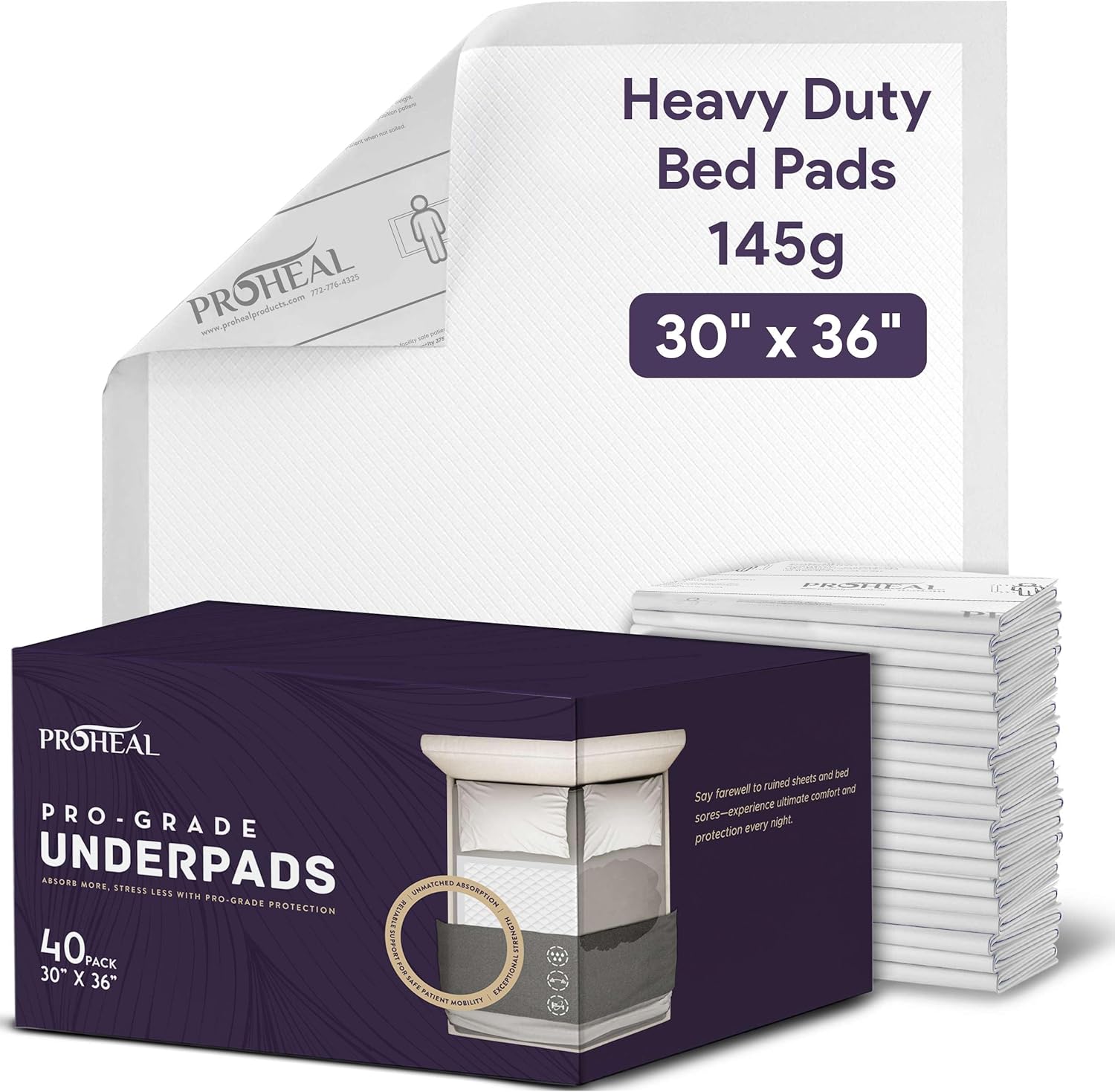 Heavy Duty Incontinence Bed Pads 30" x 36" 20 Pack - 145g Ultra Absorbent Disposable Chucks Underpads for Adults - Pro Grade XL Pee Pads with 375 lbs Lift Capacity - Overnight Absorbance, Waterproof