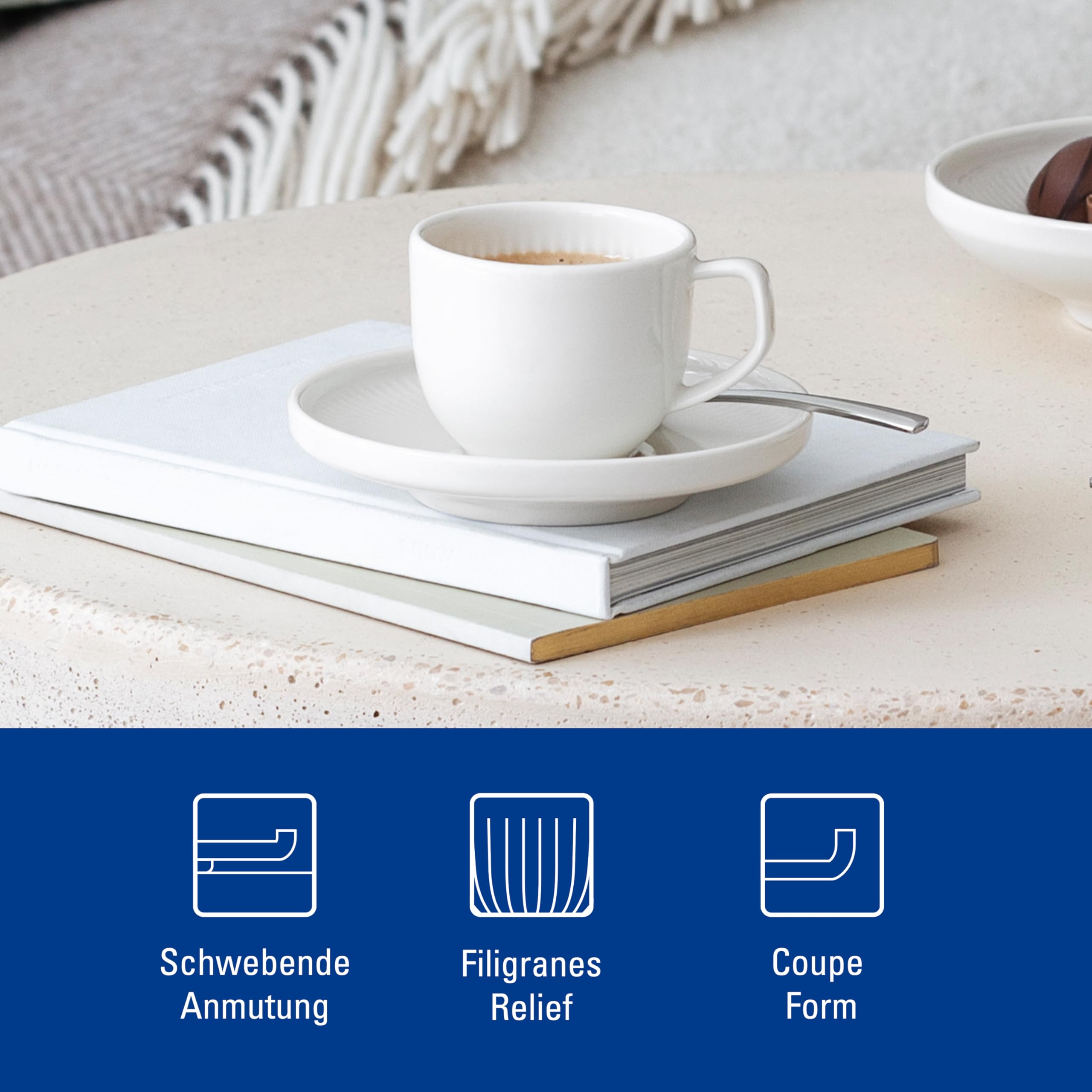 Tasse Moka/Espresso Manufacture Rock Blanc Villeroy & Boch – 100 Ml Porcelaine Premium – Effet Ardoise