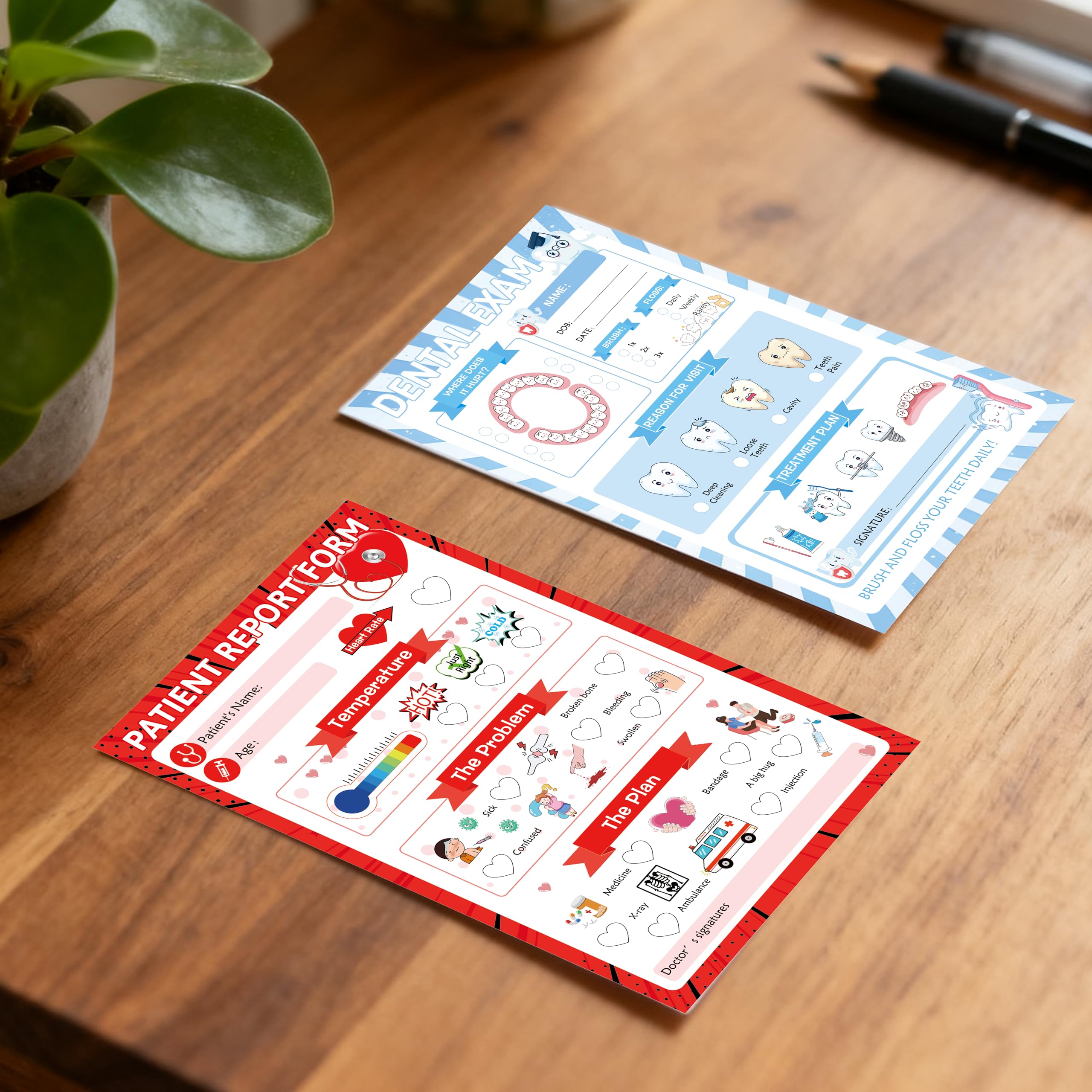 SMARSTICKER Pretend Play Notepads 6 Pack Playtime Pads Pretend Notebooks Imaginative Restaurant Doctor Police Vet Dentist Role Play Game Notepads for Boys & Girls - Image 3
