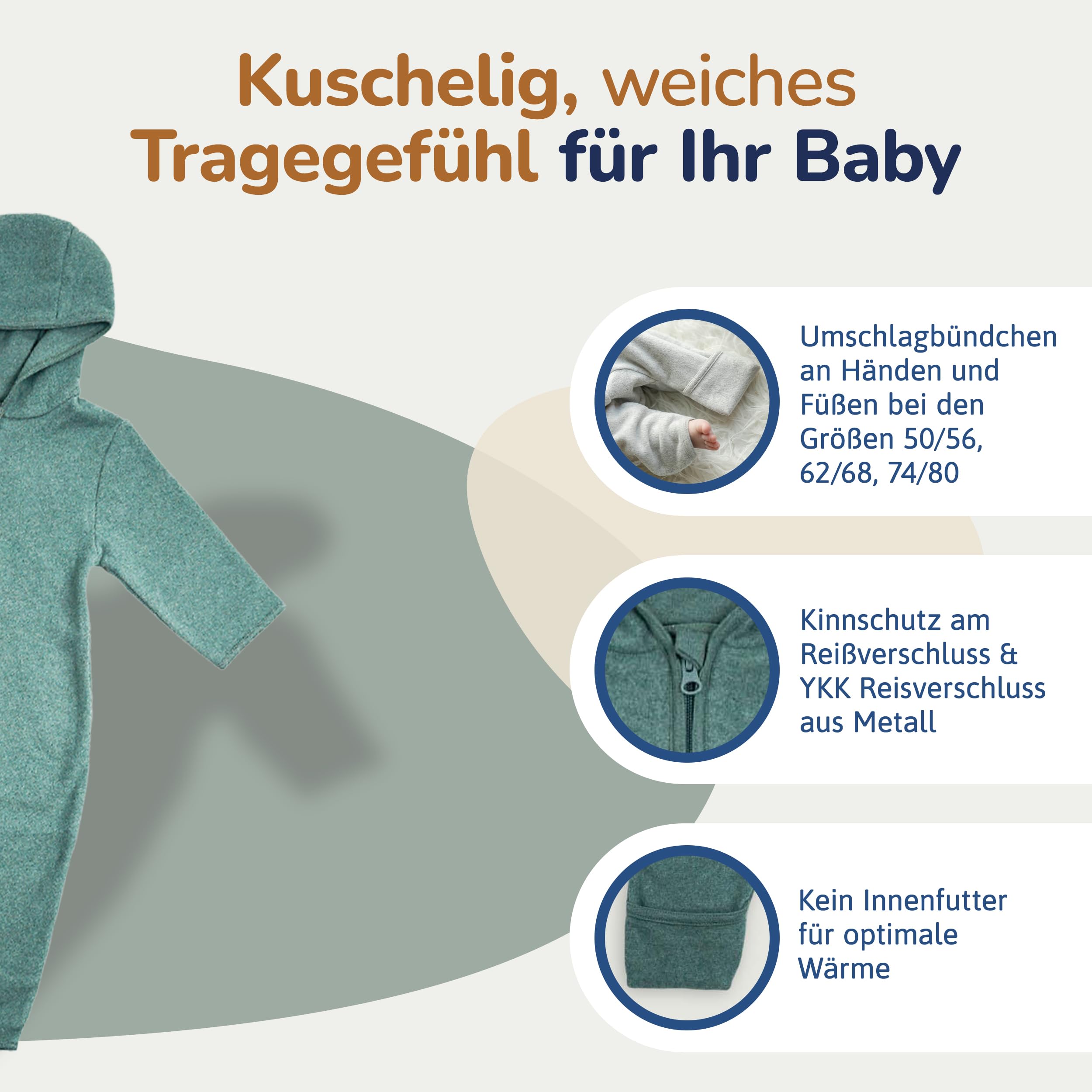 Fleece Overall aus Bio-Baumwolle (50/104) – Baby kuschelig weich, für jedes Wetter geeignet – Made in Europe – Fleece Overall Kinder nachhaltig und mitwachsend
