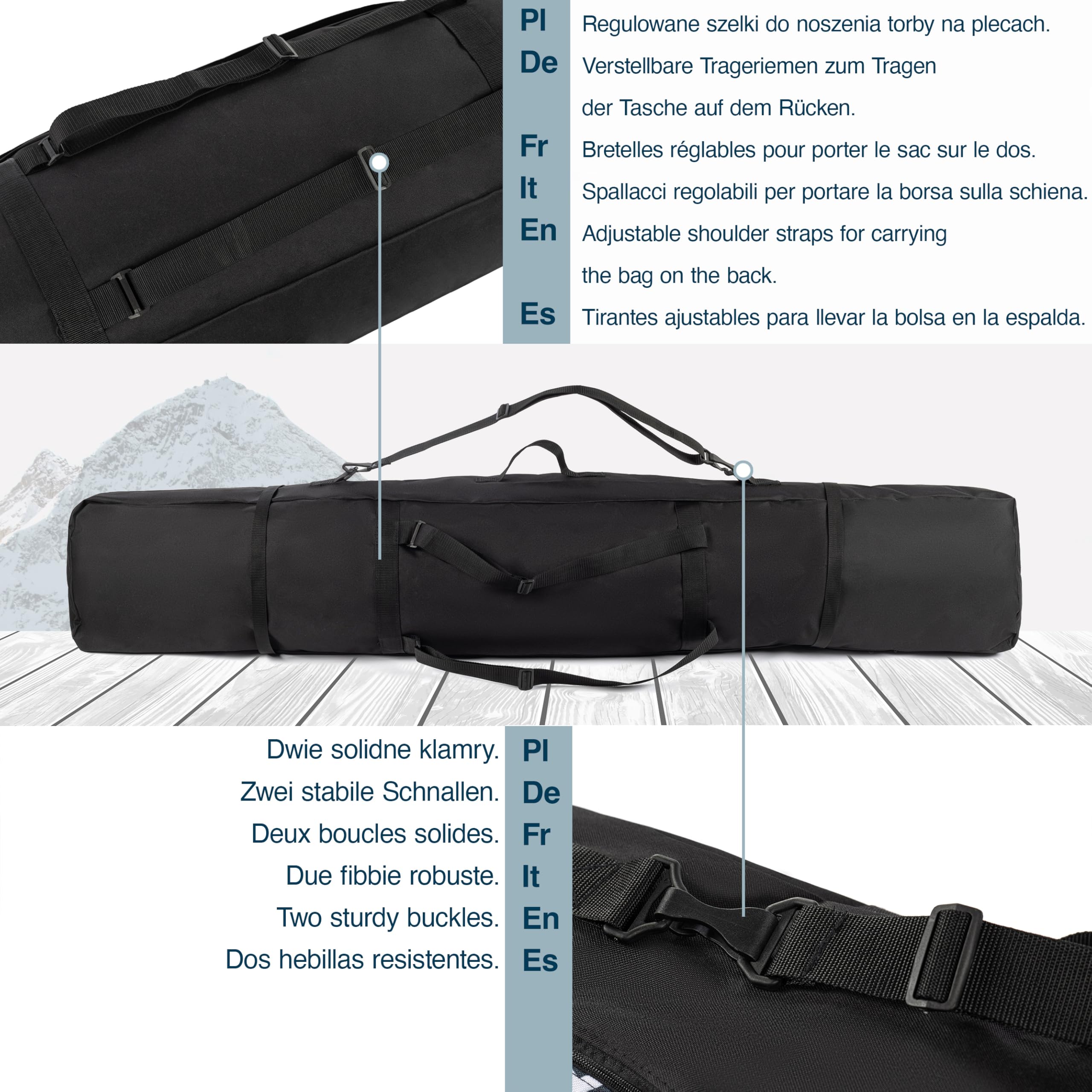 Bolsa para Snowboard 170 cm Impermeable Protectora Resistente Ligera