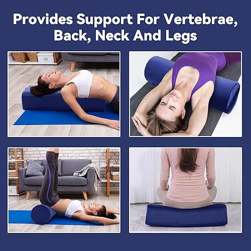 Miniatura 7 de MABOZOO Juego de cojines de yoga, funda de terciopelo de espuma de alta densidad para yoga restaurativo y meditación, almohada rectangular y