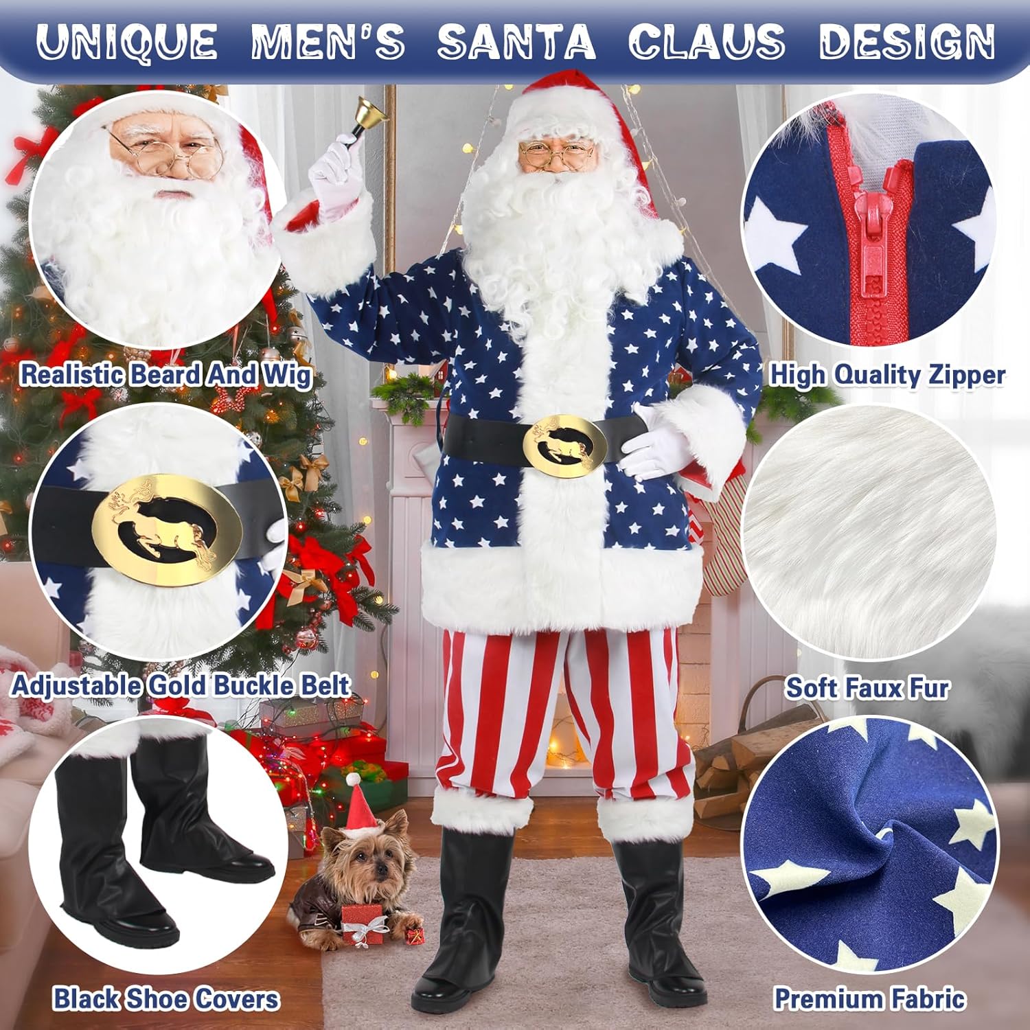 Adult Santa Claus Costume 11 Pcs Deluxe Christmas Santa Suit For Men Holiday Outfit For Xmas Party Cosplay - Image 6