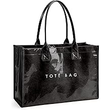 KALIDI PVC Tote Bag Women&rsquo;s Kraft Paper Work Handbags Purses with Top Handle