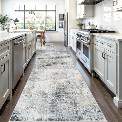 HILORUUG 3x10 Runner Rug Hallway Washable (Blue/Grey)