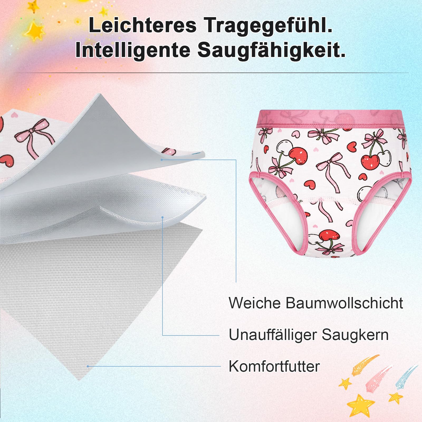 FLYISH DIRECT Trainingshosen für Kleinkinder, Baumwollunterwäsche für Jungen und Mädchen zum Töpfchentraining, verbesserte Auslaufsicherheit für den Übergang zum Töpfchentraining