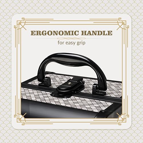 Vista 3 de BYOOTIQUE estuche rodante para maquillaje 4 en 1, con cerradura, maletín tipo trolley para cosméticos, con 4 ruedas extraíbles, organizador de viaje