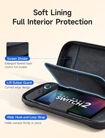 JSAUX Slim Felt Carrying Case for Switch 2, Protective Travel Pouch